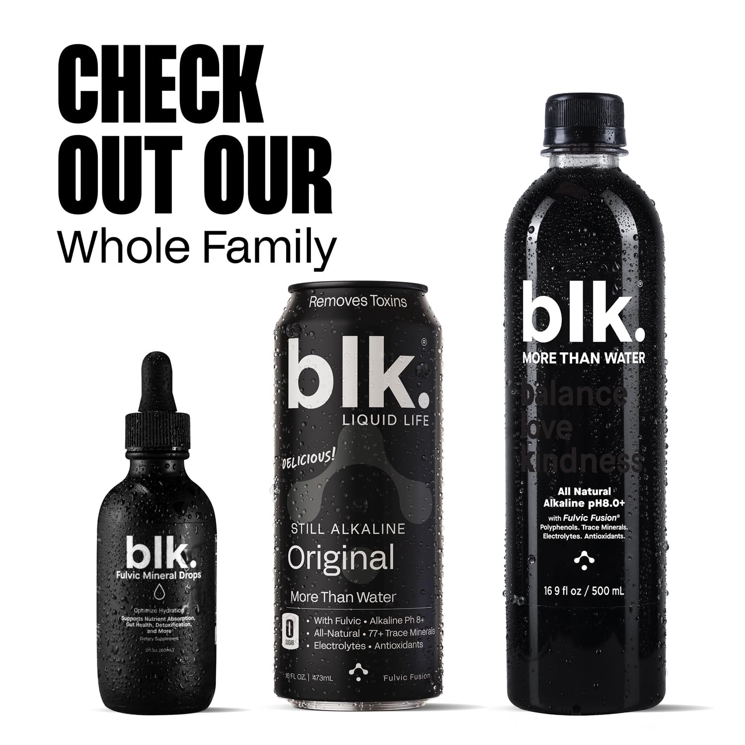 blk. PH 8+ Mineral Alkaline Water Drops – Fulvic, Amino Acids & Electrolytes (2oz)