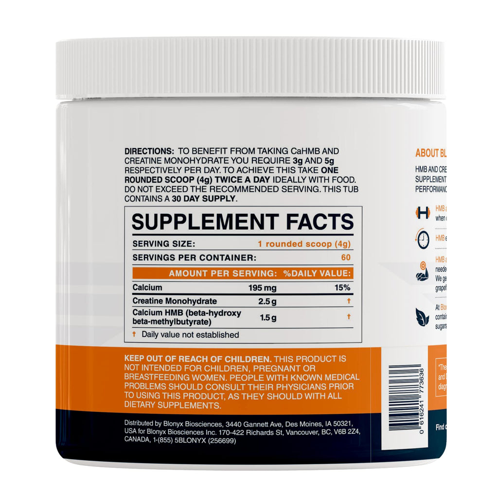 Blonyx HMB + Creatine Supplement — 3g HMB Daily for Strength & Recovery | 30-Day Supply
