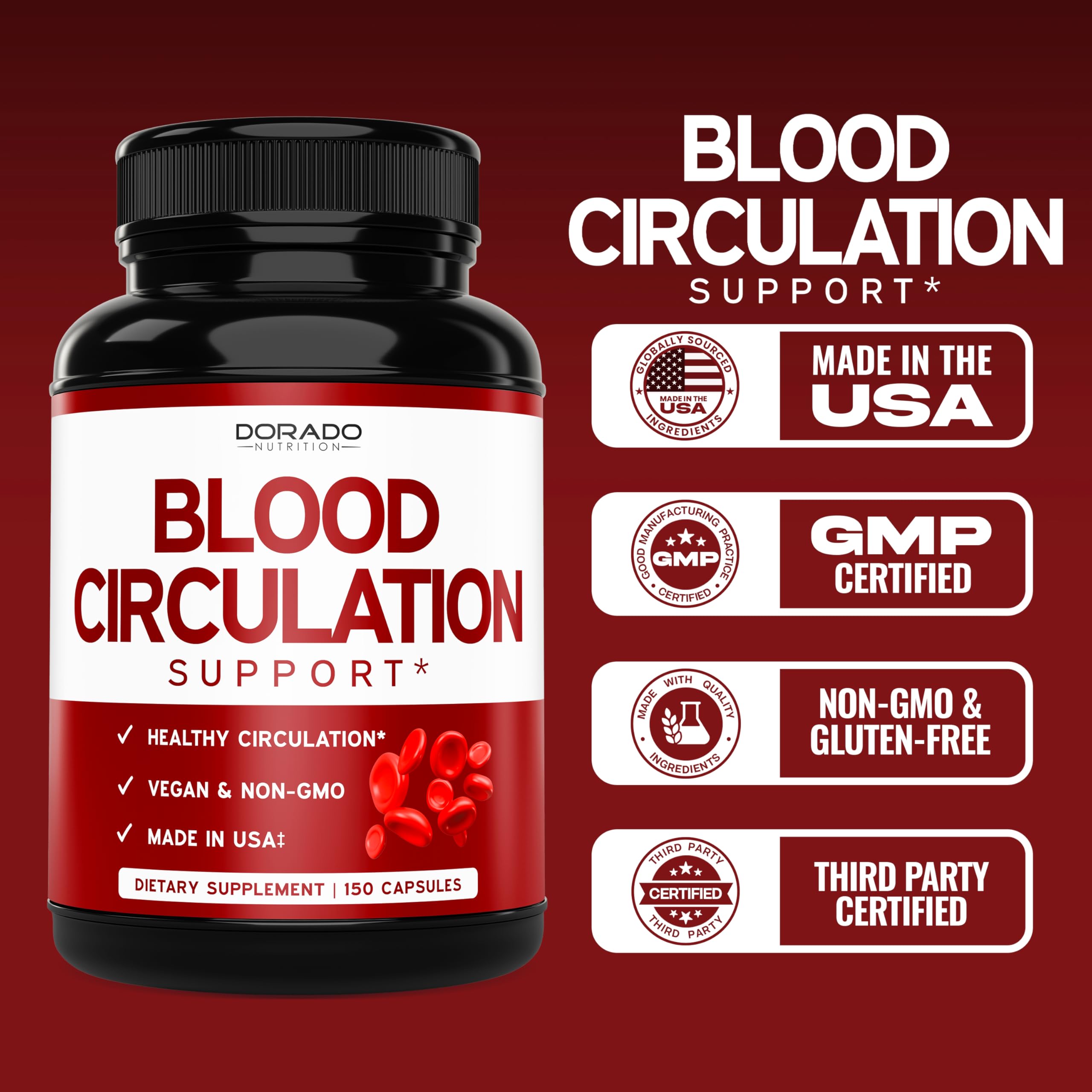 Blood Circulation Supplements with Diosmin & More – 150 Capsules | Vegan • Non-GMO • USA Made