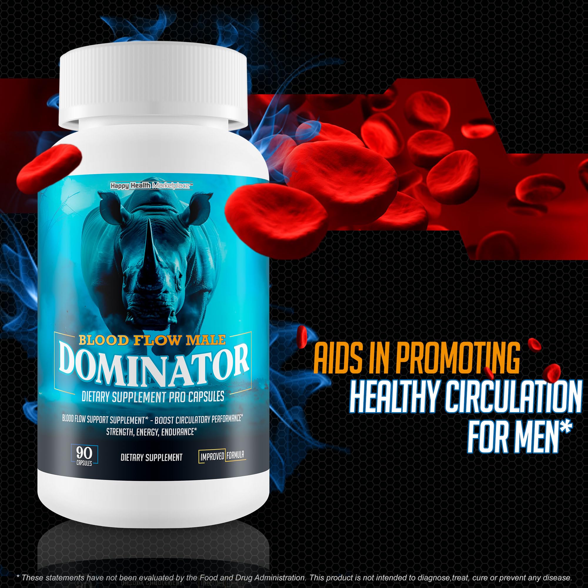 Blood Flow Male Dominator - Advanced Male Circulation & Nitric Oxide Booster | Rhino Supplements
