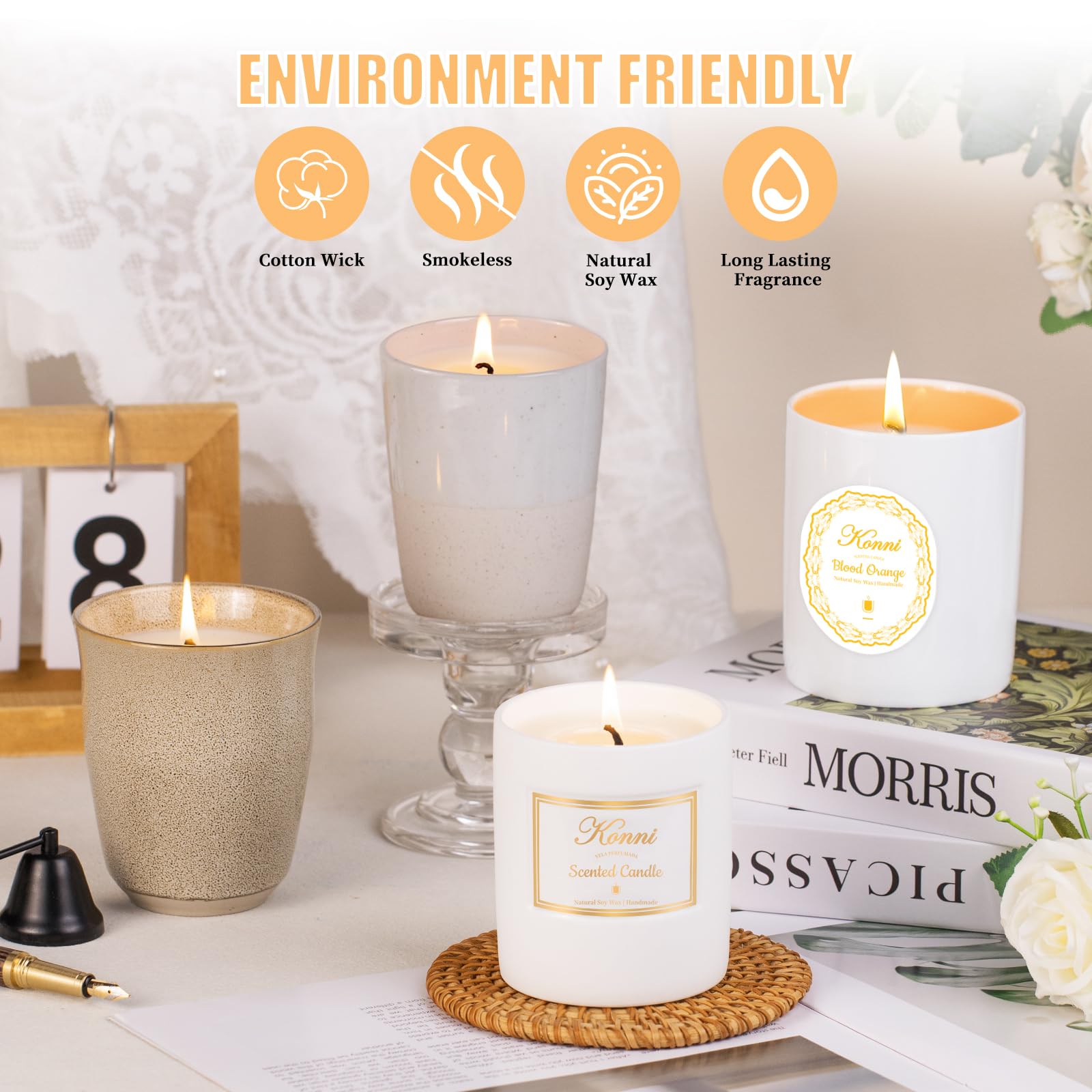 Blood Orange Scented Candle – 11oz Soy Wax Jar Candle, Non-Toxic