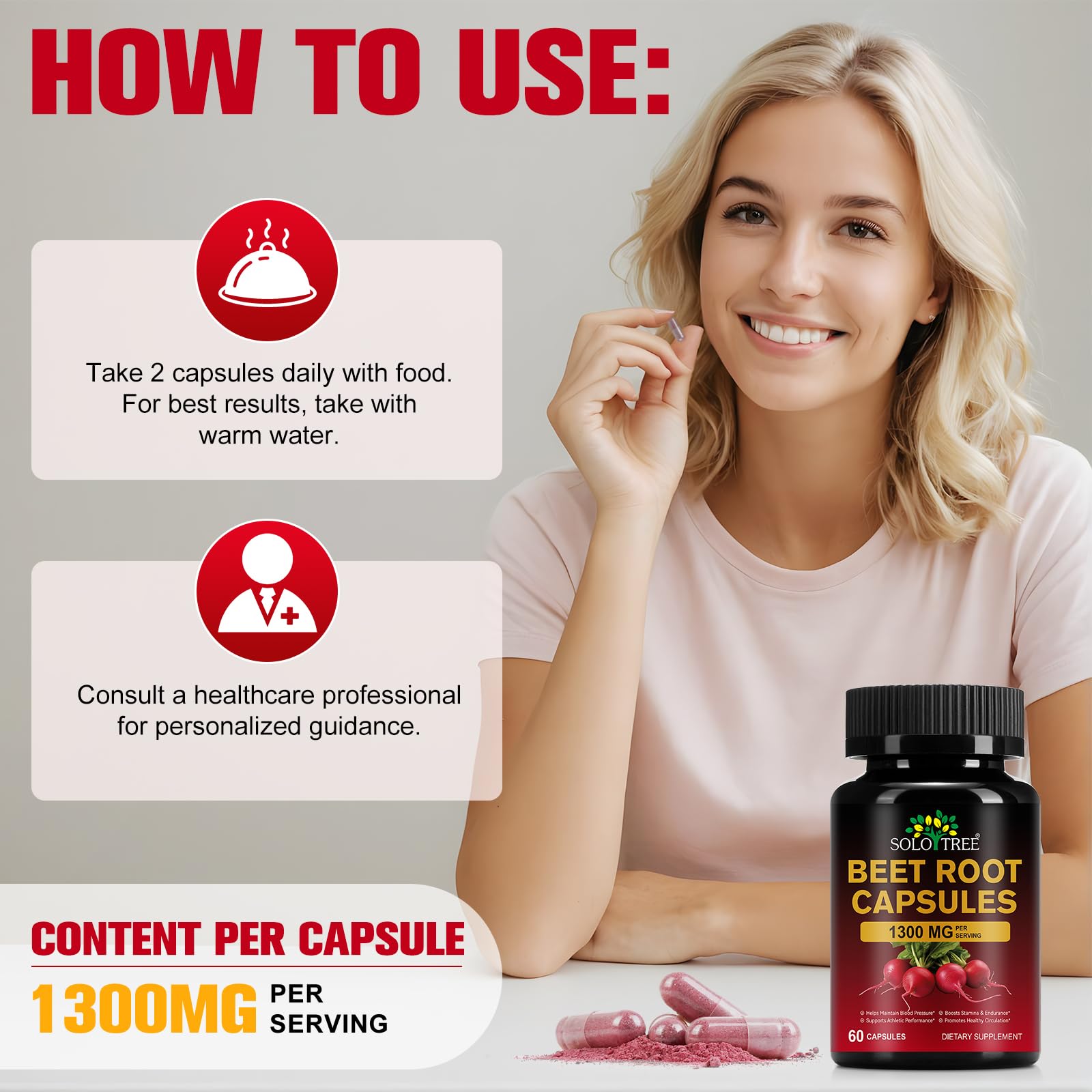 Beet Root Capsules | Beet Root Powder Supplement (60 Capsules) – Non-GMO & Gluten Free