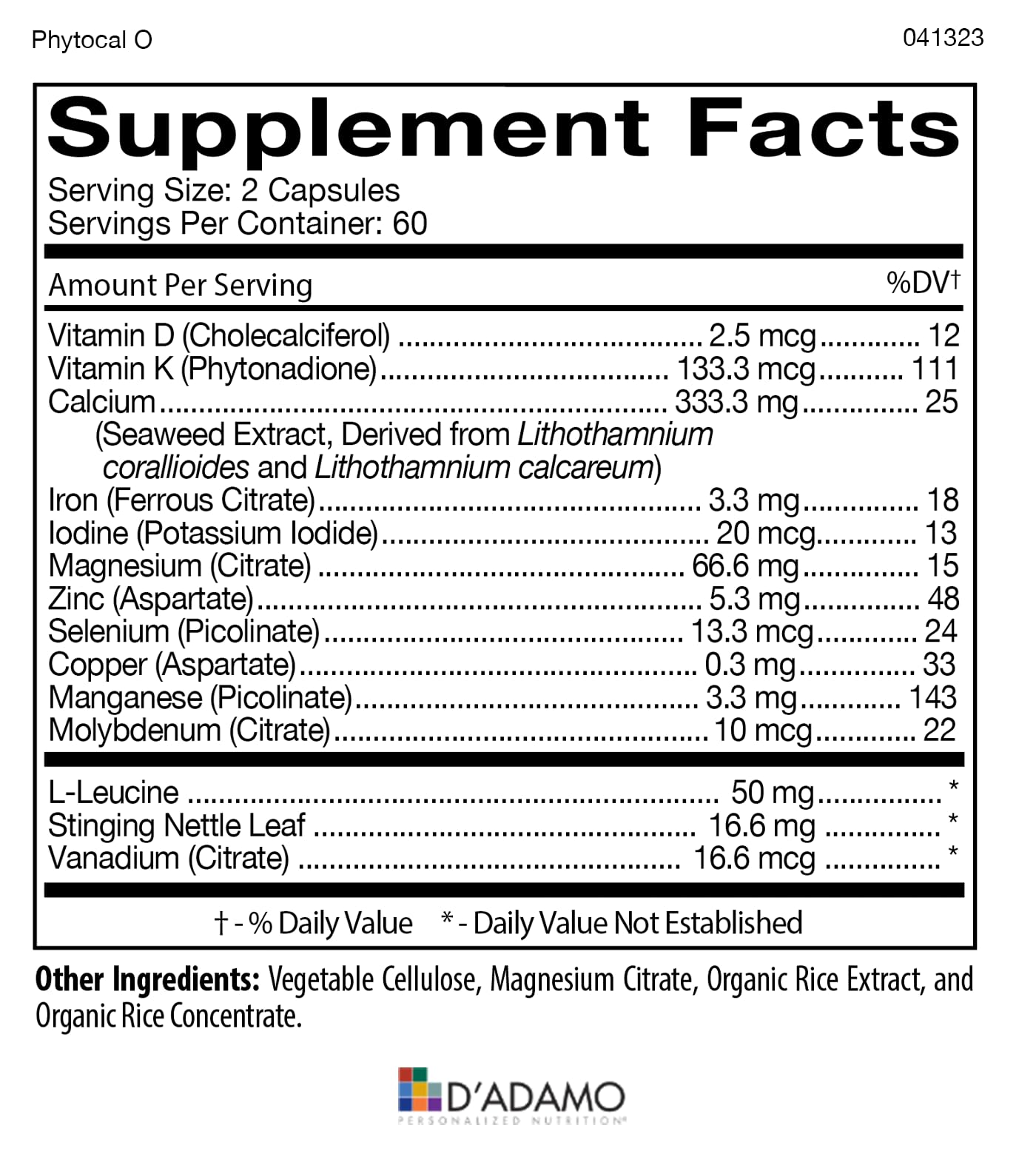 D'Adamo Personalized Nutrition - Optimal Health Stack (Blood Type O) | Polyvite O & Phytocal O