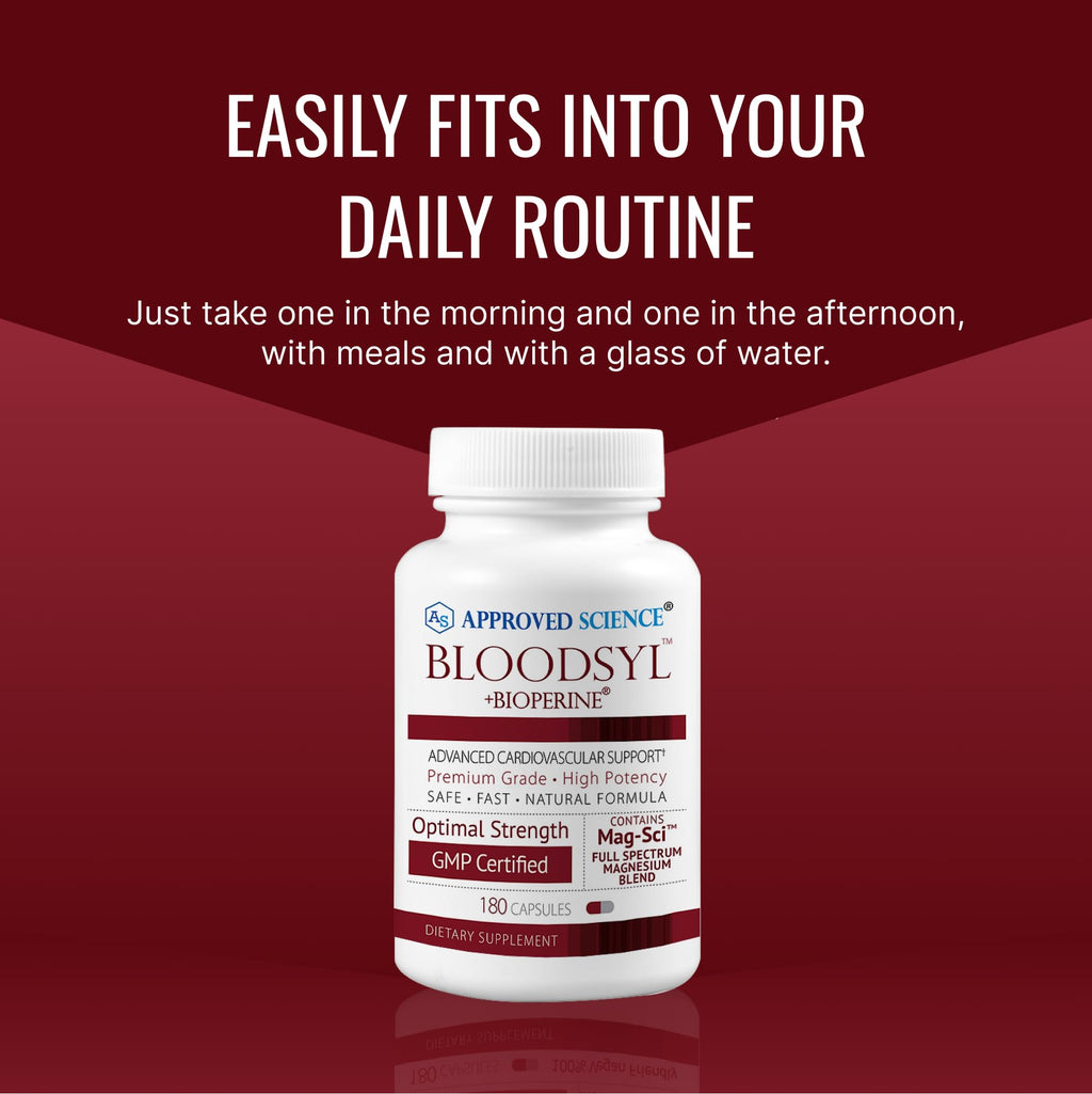 Approved Science Bloodsyl - Supports Blood Flow with Hawthorn Berry, Magnesium & BioPerine | Vegan 180 Capsules (Pack of 2)