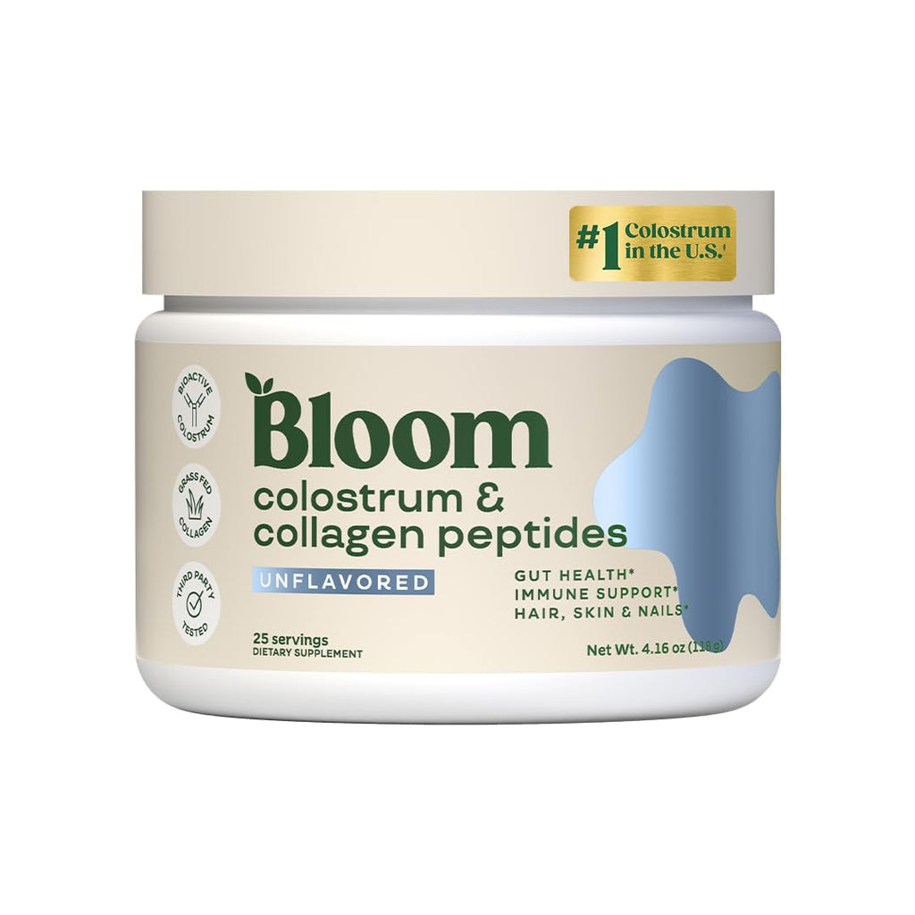 Bloom Nutrition Bovine Colostrum Powder with Vitamin B12 | Gut Health, Immunity & Beauty – Unflavored, 25 Servings