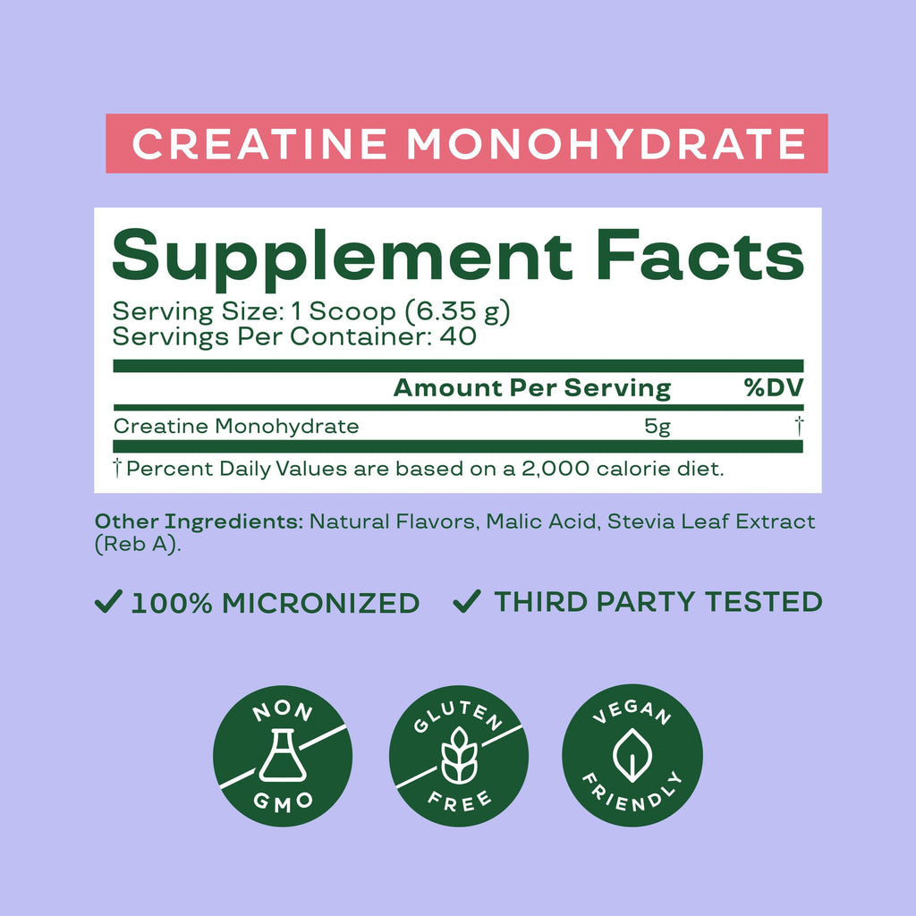 Bloom Nutrition Creatine Monohydrate Powder – 5g Micronized, Raspberry Lemon, Gluten Free