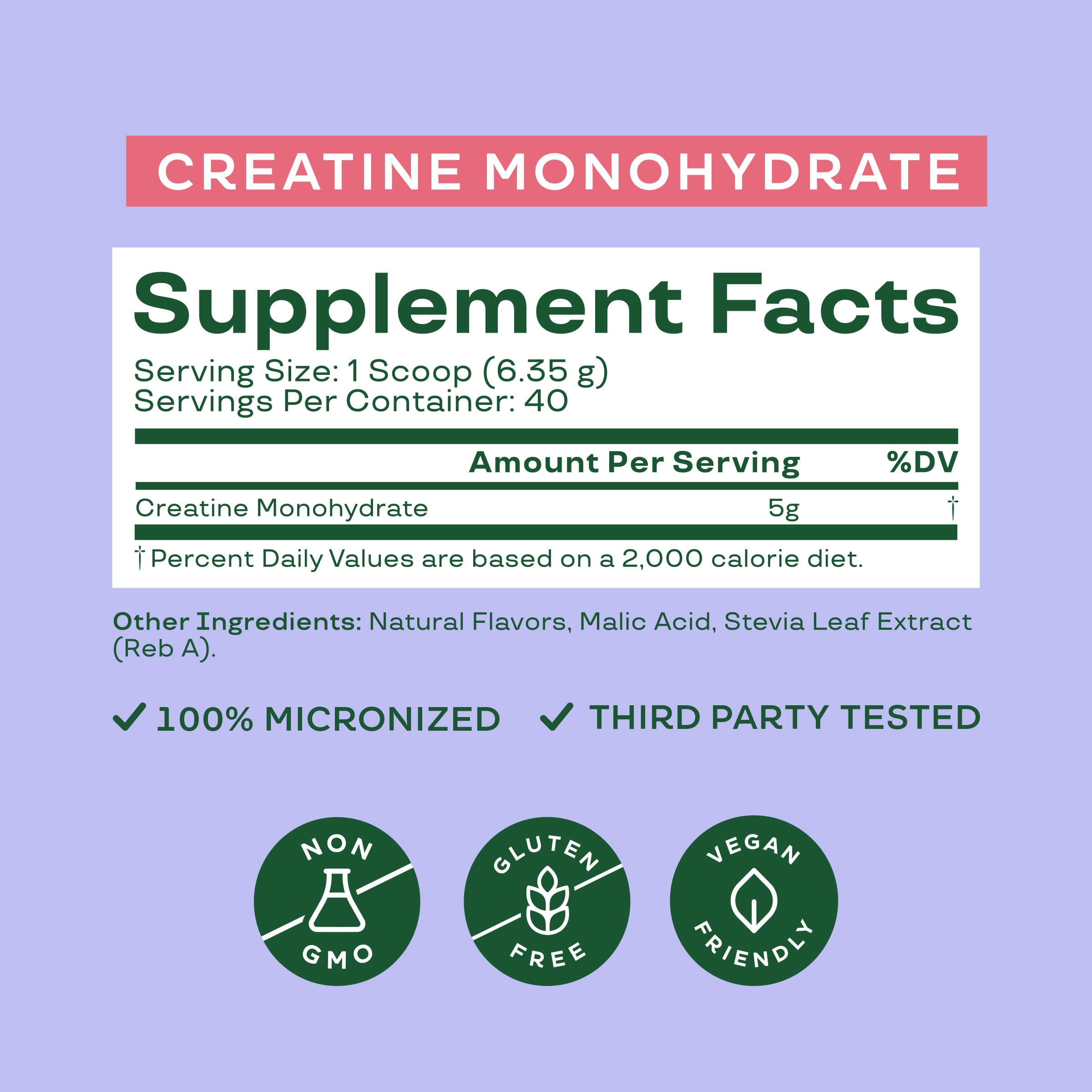 Bloom Nutrition Creatine Monohydrate Powder – 5g Micronized, Raspberry Lemon, Gluten Free