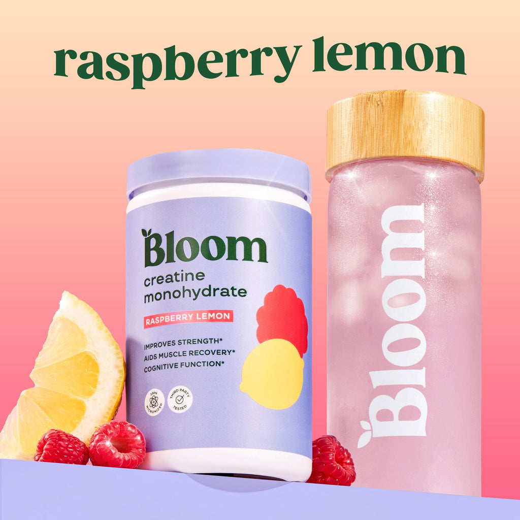Bloom Nutrition Creatine Monohydrate Powder – 5g Micronized, Raspberry Lemon, Gluten Free