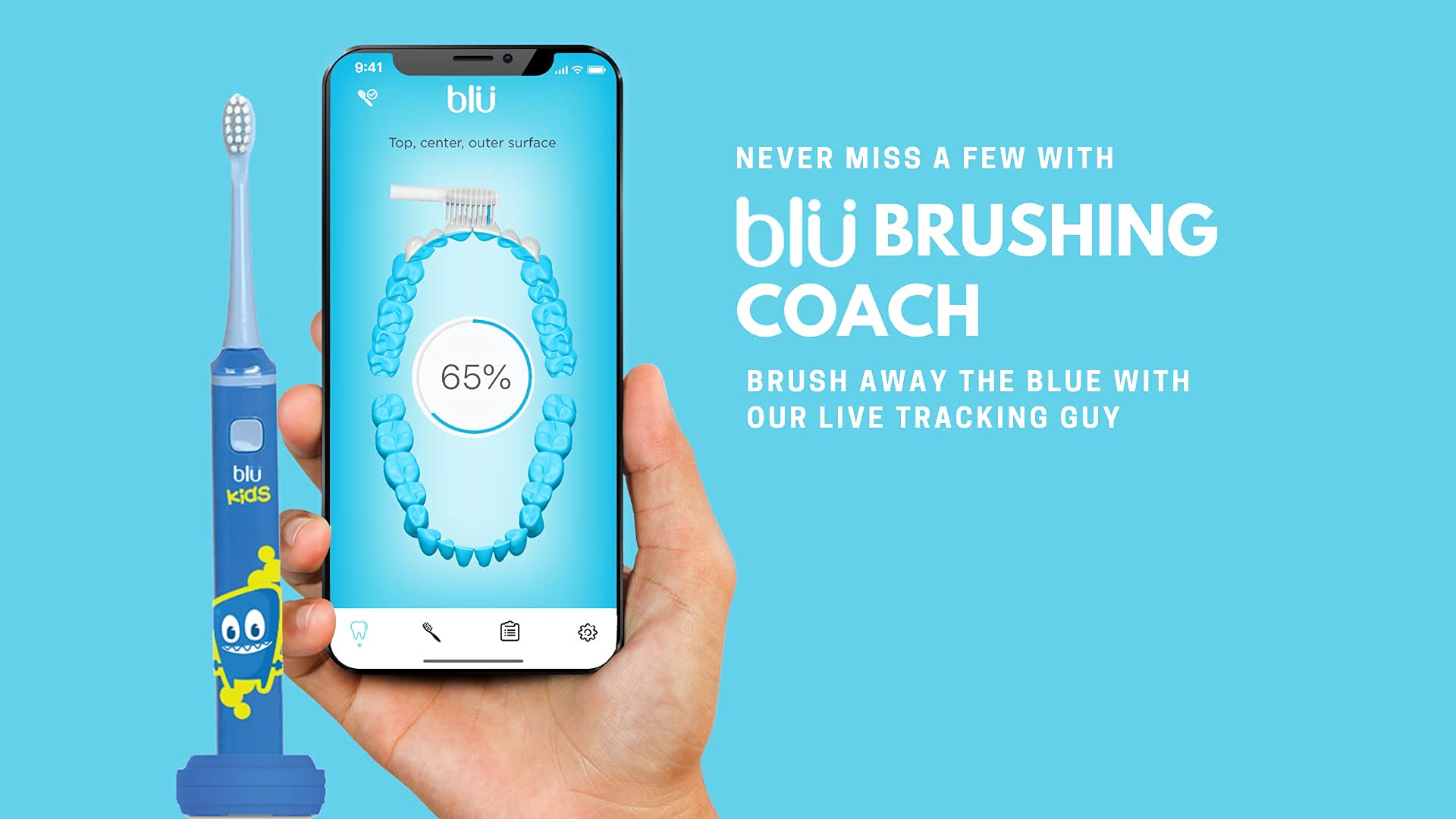 Blu Smart Bluetooth Kids Toothbrush with Live Tracking App – Rechargeable