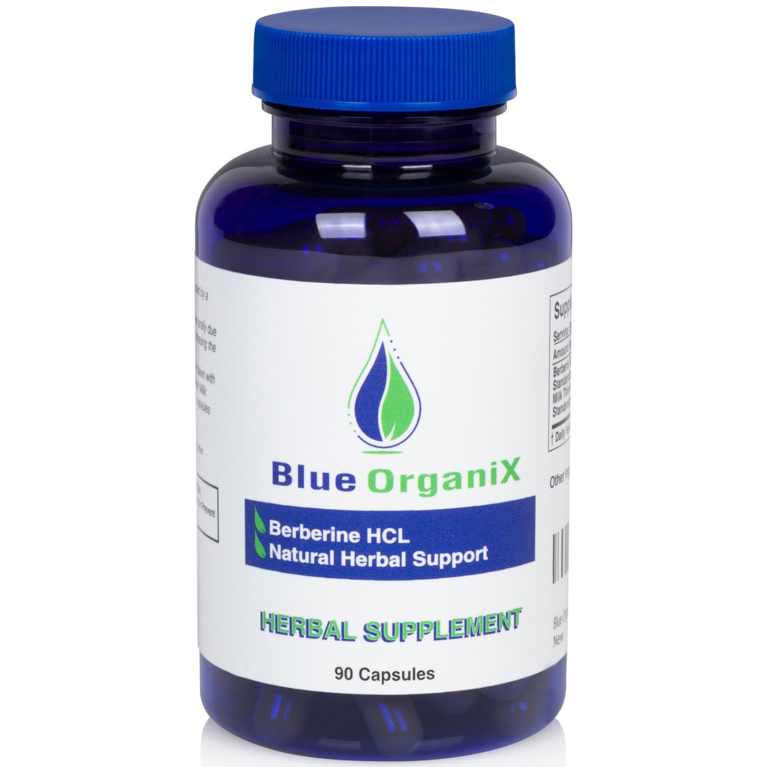 Blue Organix Berberine with Milk Thistle 500mg – HCL Complex Supplement, 90 Vegetarian Capsules
