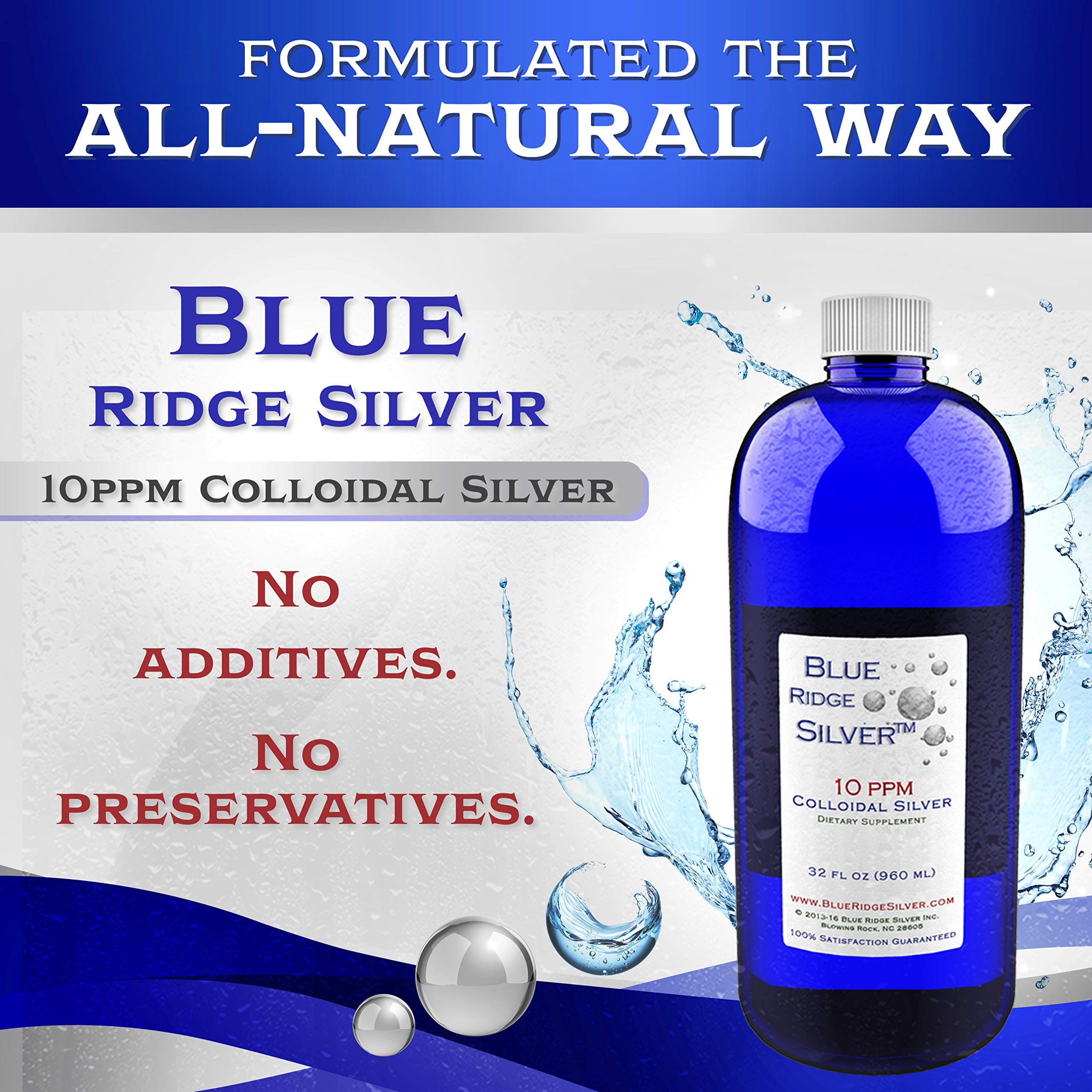 Blue Ridge Silver Colloidal Silver 32 oz 10 ppm - Immune Support
