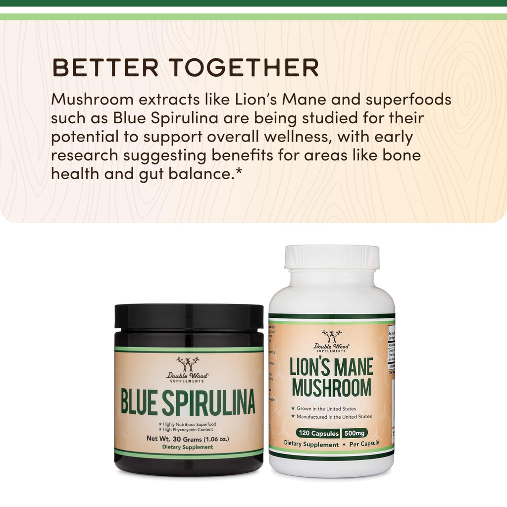 Blue Spirulina Powder - 35% Phycocyanin | Double Wood (One Month Supply)