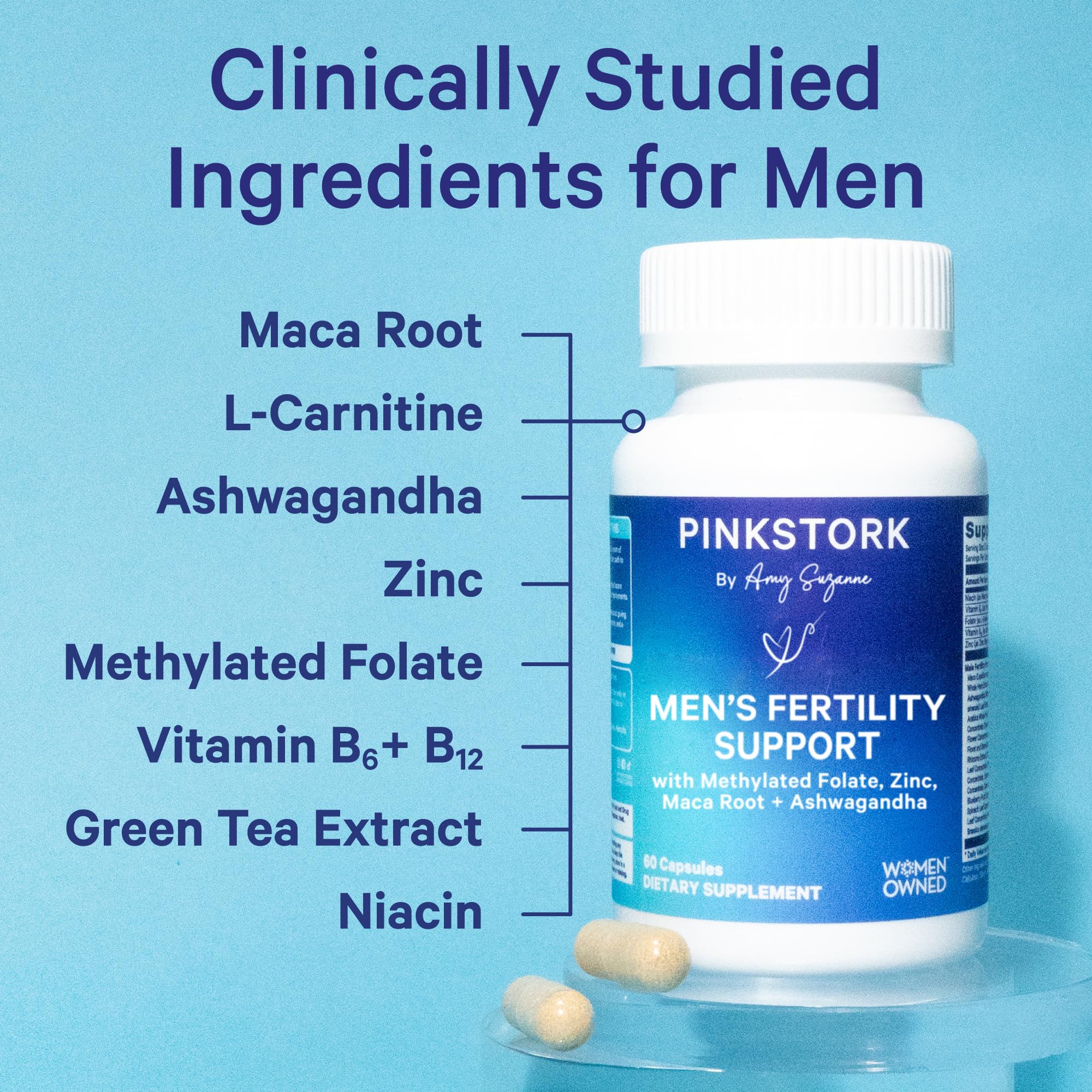 Blue Stork Fertility Supplements for Men – Male Prenatal Vitamins (60 caps)