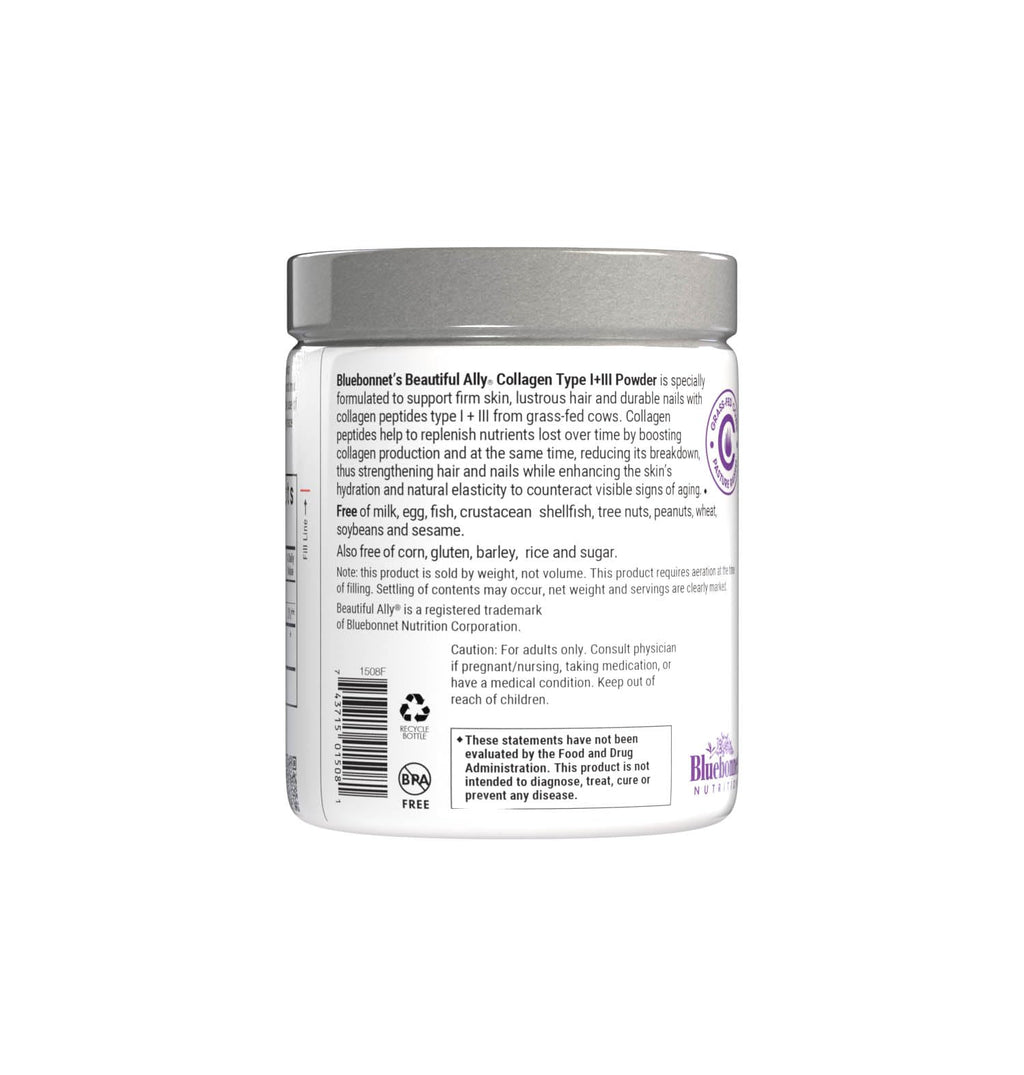 Bluebonnet Beautiful Ally Collagen Powder – Grass-Fed Type I & III, Unsweetened