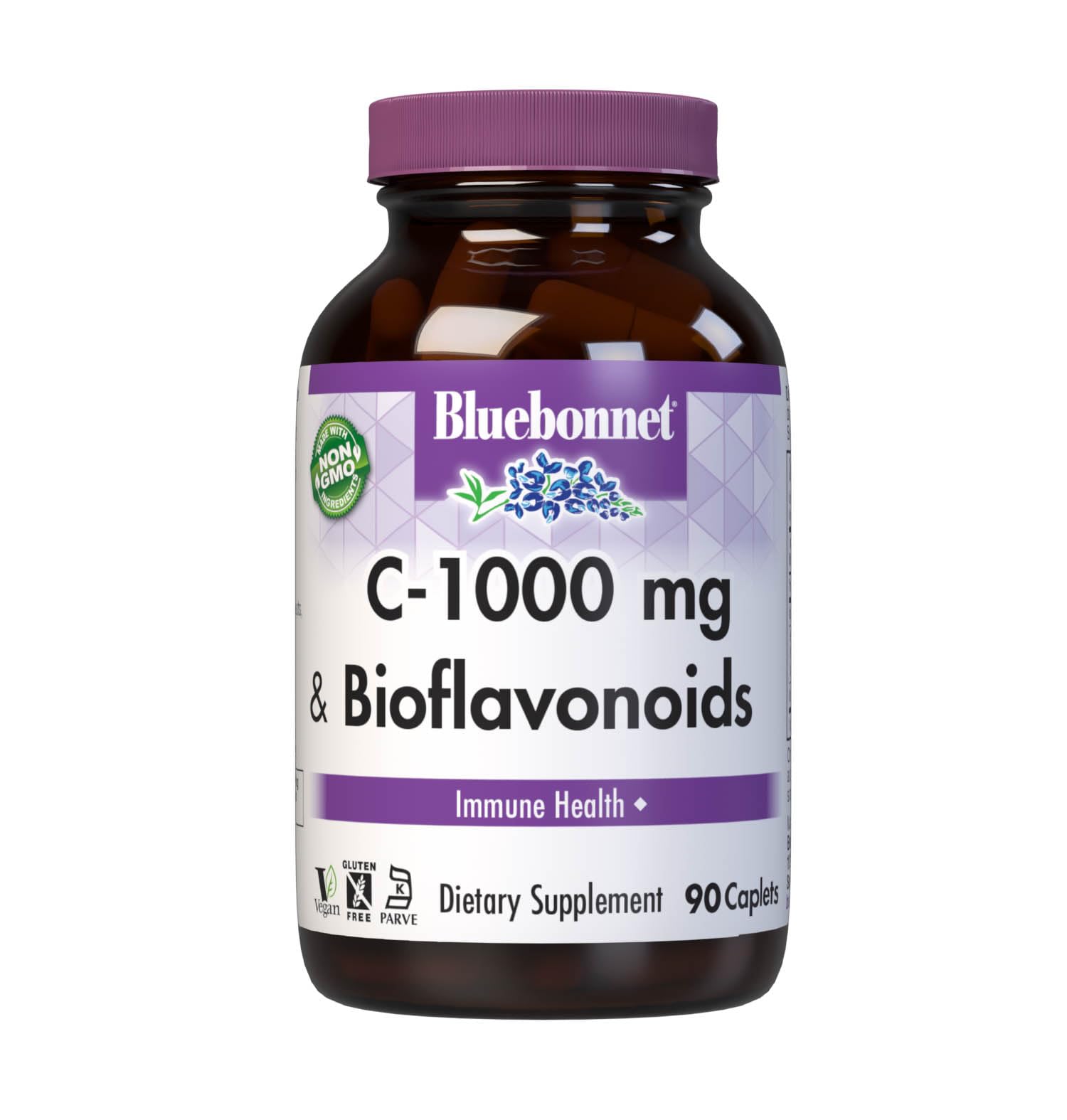 BlueBonnet Vitamin C 1000 mg + Bioflavonoids Caplets, 90 Count | Immune Support