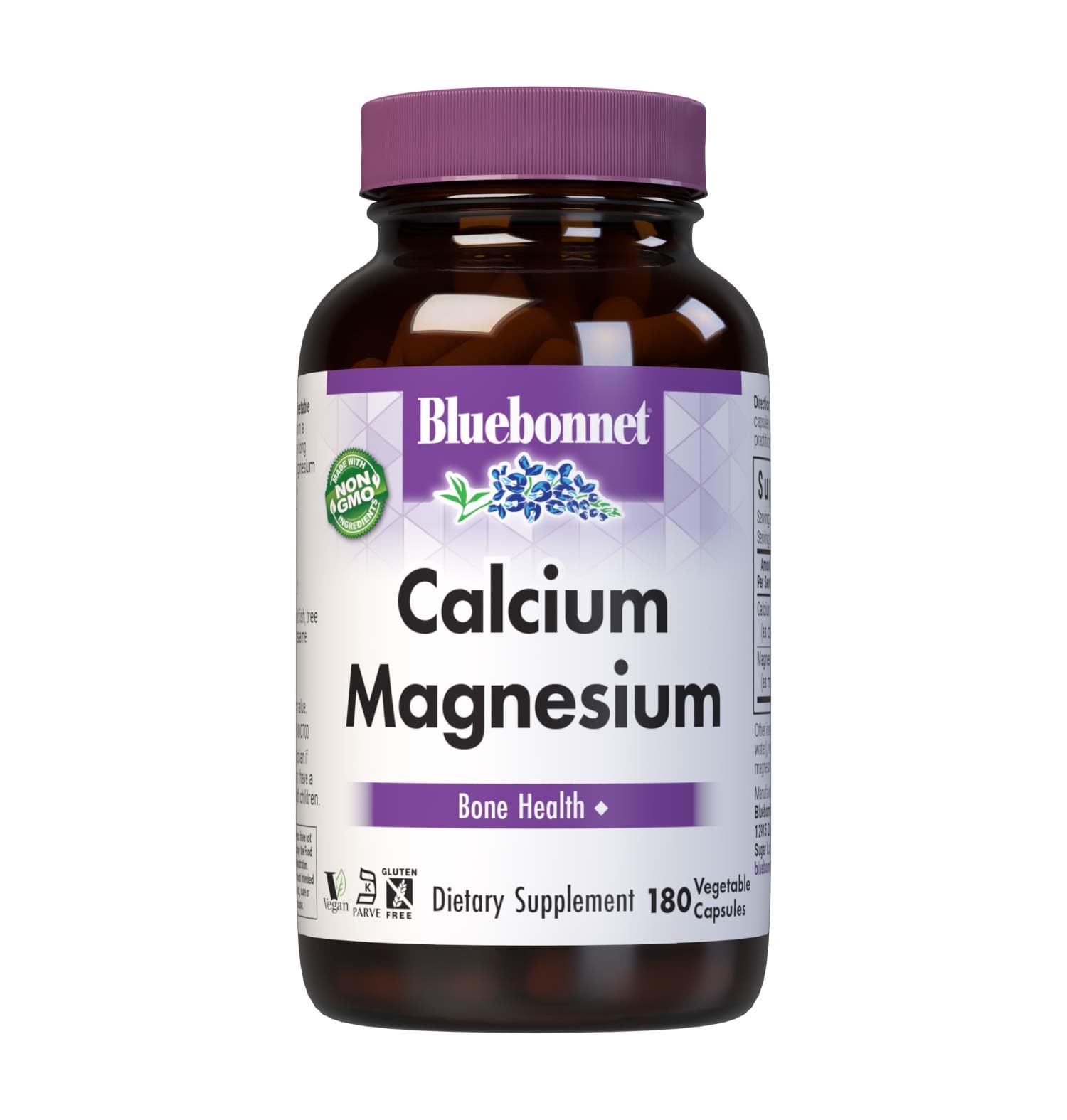 Bluebonnet Calcium & Magnesium – Bone Health, Soy-Free & Gluten-Free | 180 Veg Capsules