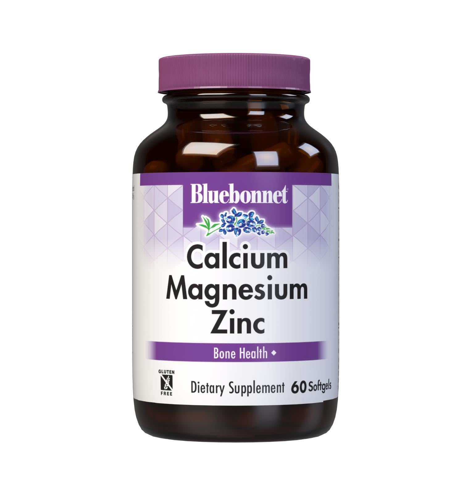 Bluebonnet Calcium Magnesium Zinc + Vitamin D3 Softgels, 60 Softgels, Gluten-Free