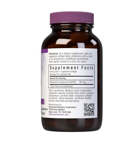 Bluebonnet CoQ10 Ubiquinol 50 mg – Vegetarian Softgels, Heart Health