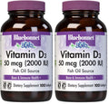 BlueBonnet Vitamin D3 2000 IU Vegetable Capsules – Pack of 2, 100 Count Each