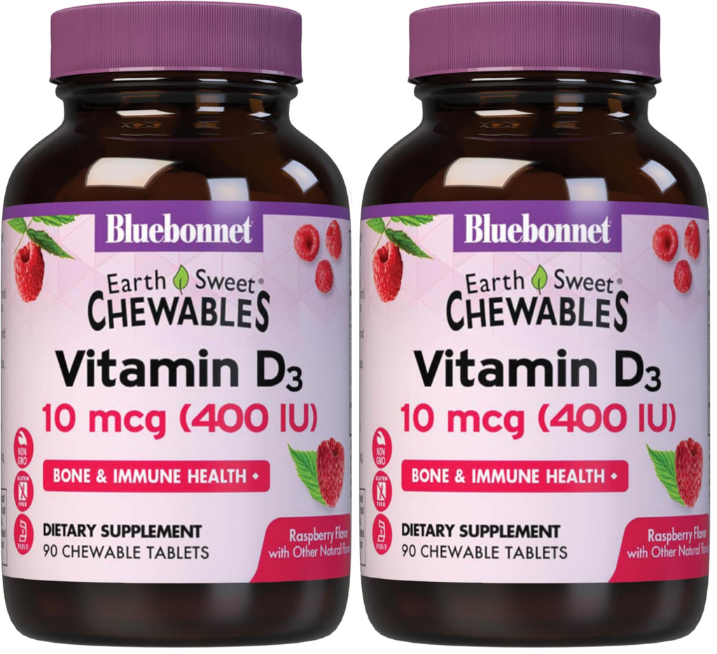 BlueBonnet EarthSweet Vitamin D3 400 IU Chewable, 90 CT – 2 Pack