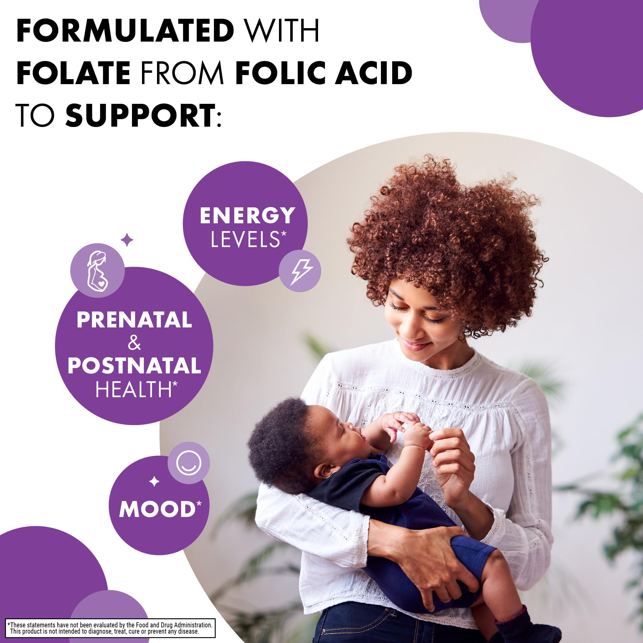 Bluebonnet Folic Acid 400 mcg - Prenatal & Postnatal Health, Non-GMO, Vegan