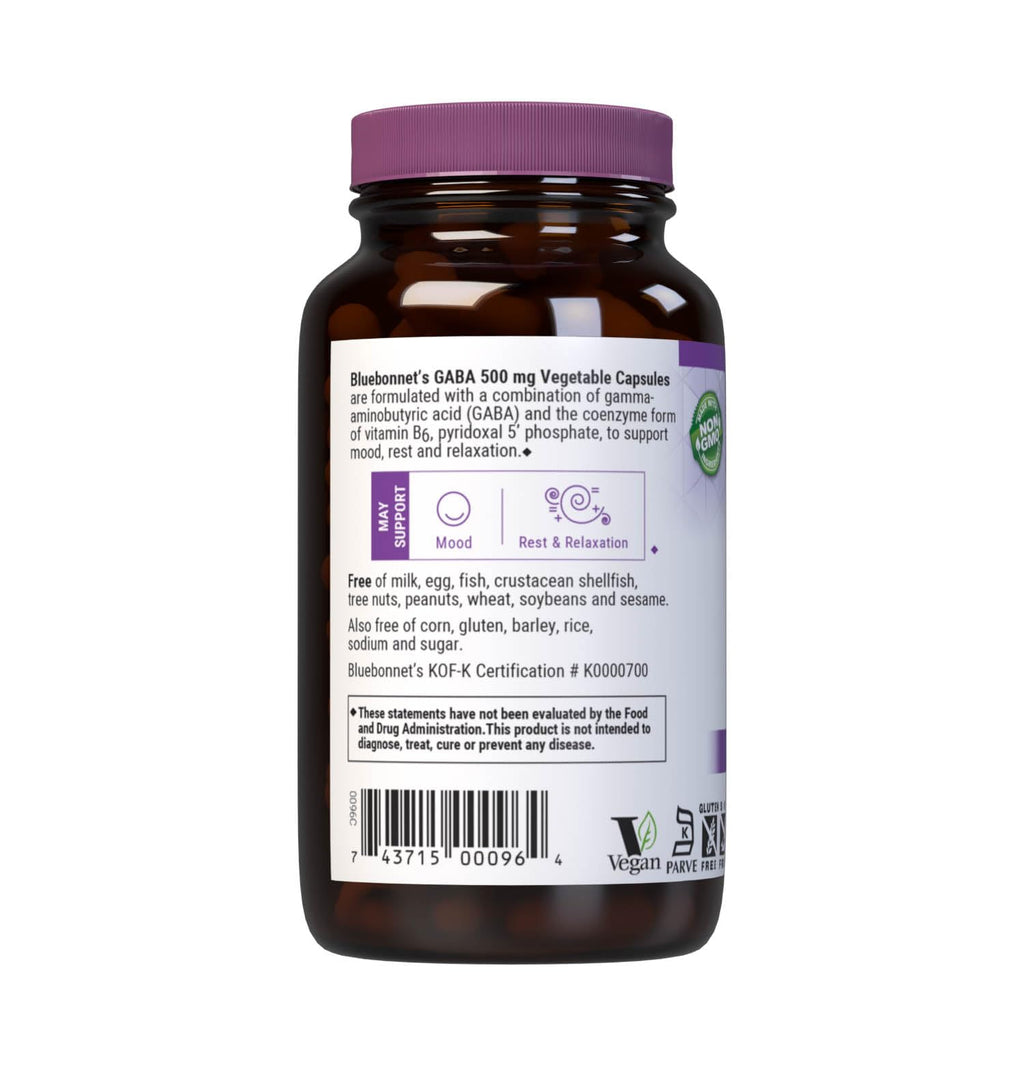 BlueBonnet GABA 500 mg | Stress Relief & Relaxation | 120 Veg Capsules