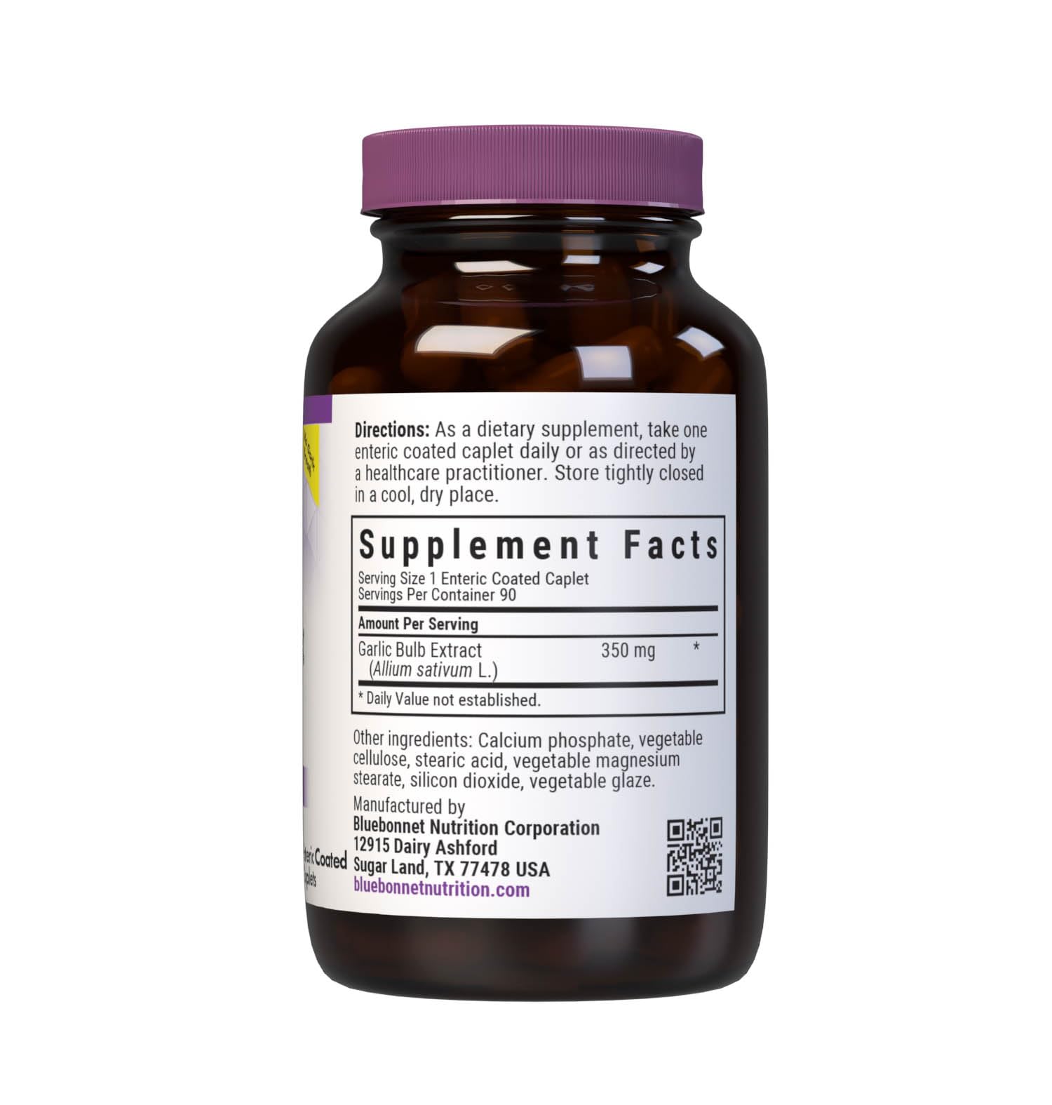 BlueBonnet Standardized Fresh Garlic Extract Supplement, 350 mg Caplets, 90 Count