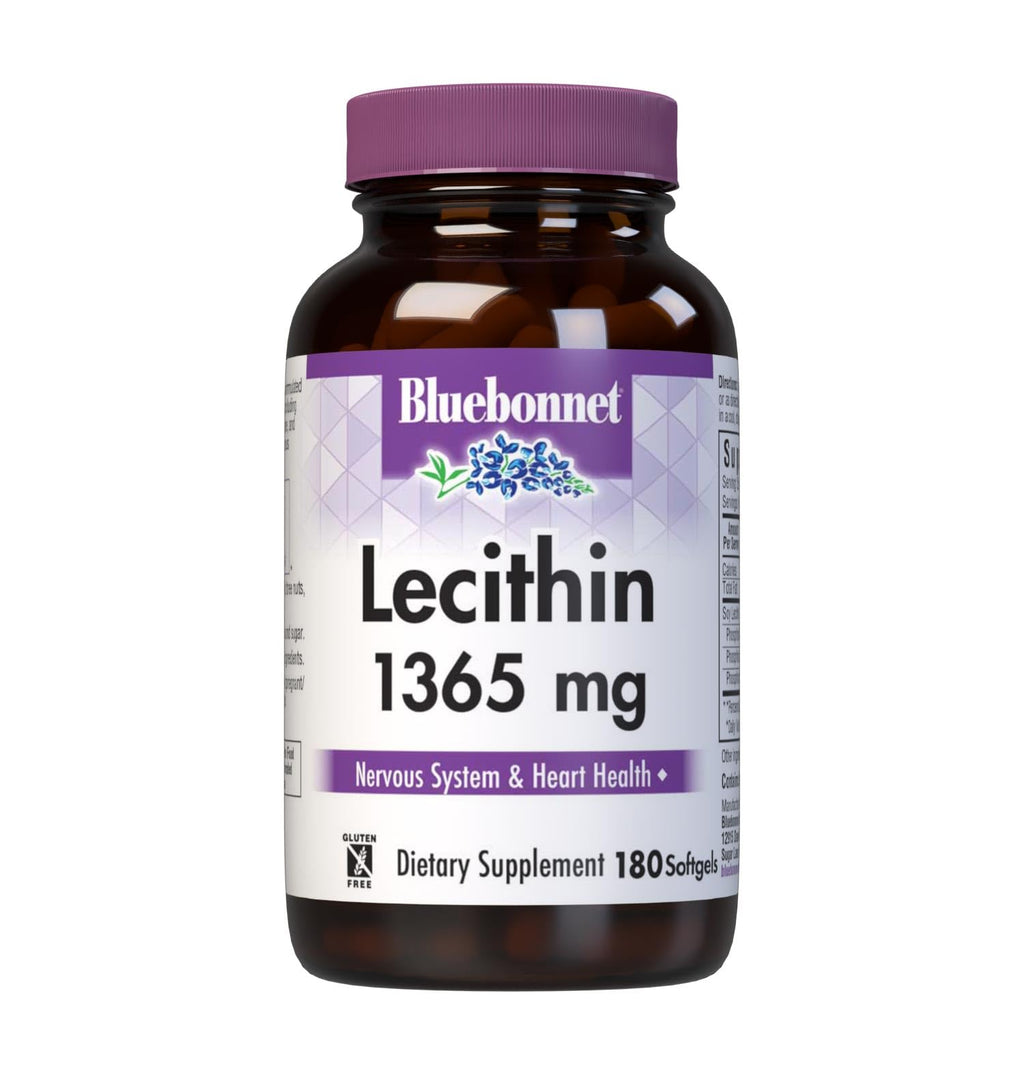 BlueBonnet Nutrition Lecithin 1365 mg Softgels - 180 Softgels - Supports Nervous System & Heart Health