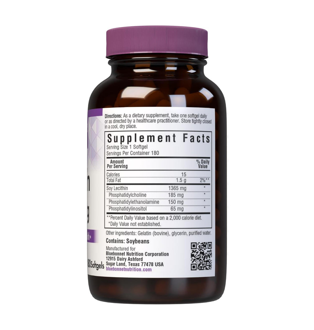BlueBonnet Nutrition Lecithin 1365 mg Softgels - 180 Softgels - Supports Nervous System & Heart Health