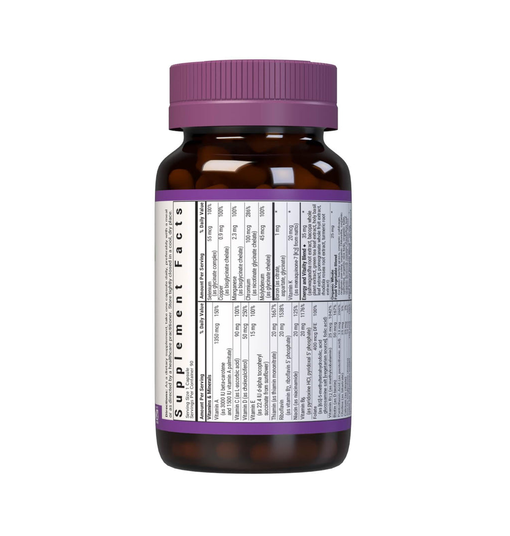 Bluebonnet Maxi One with Iron – Whole Food Multivitamin, 90 Veg Capsules, 3 Month Supply | Gluten-Free, Non-GMO, Kosher, Dairy-Free, Soy-Free, Vegetarian