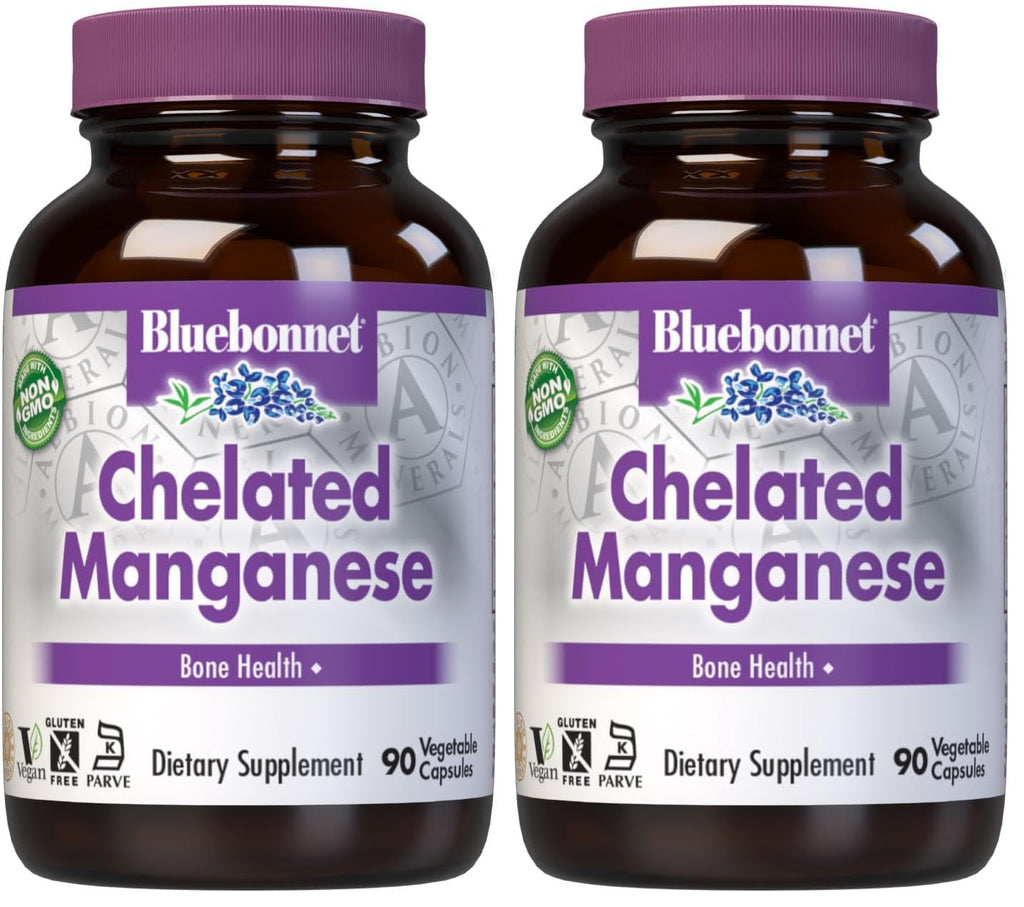 BlueBonnet Albion Chelated Manganese – Amino Acid Chelate, Non-GMO, Kosher & Vegan (90 Count, Pack of 2)