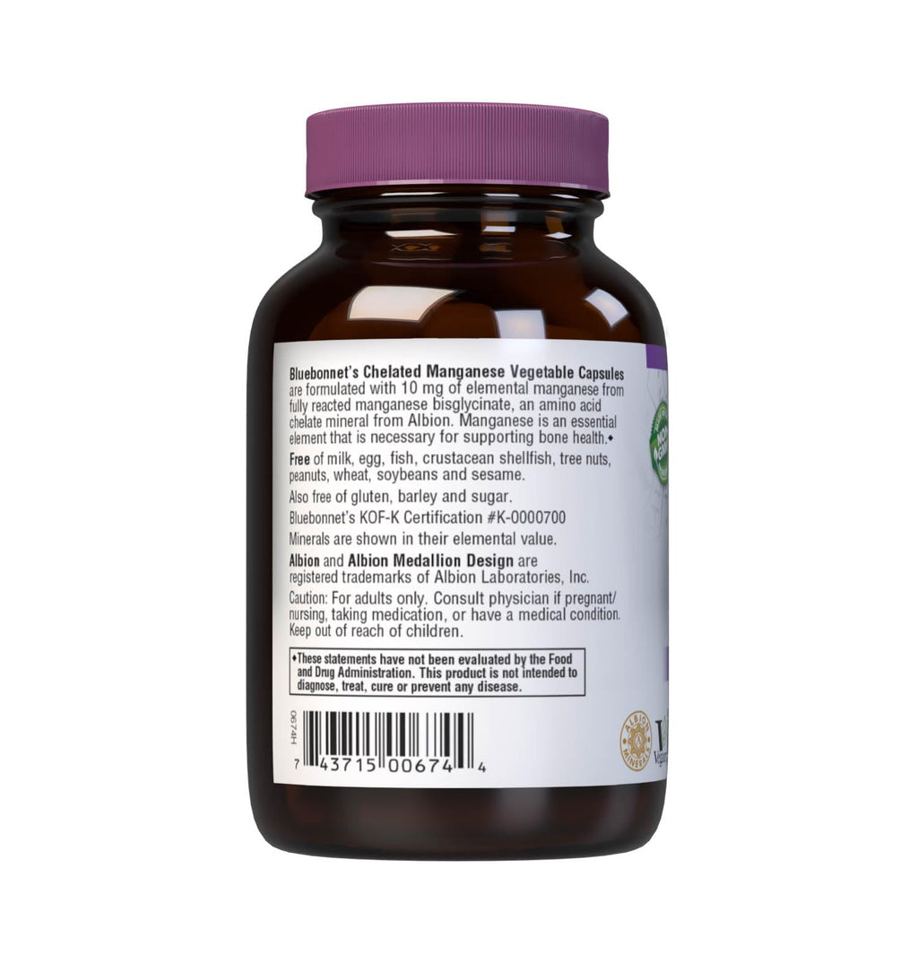 BlueBonnet Albion Chelated Manganese – Amino Acid Chelate, Non-GMO, Kosher & Vegan (90 Count, Pack of 2)
