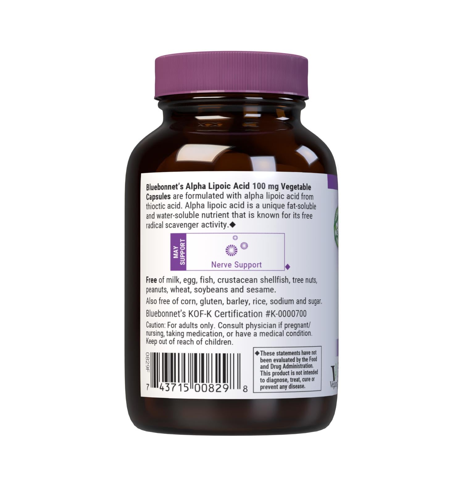 Bluebonnet Nutrition Alpha Lipoic Acid 100 mg - Nerve Support, Vegan