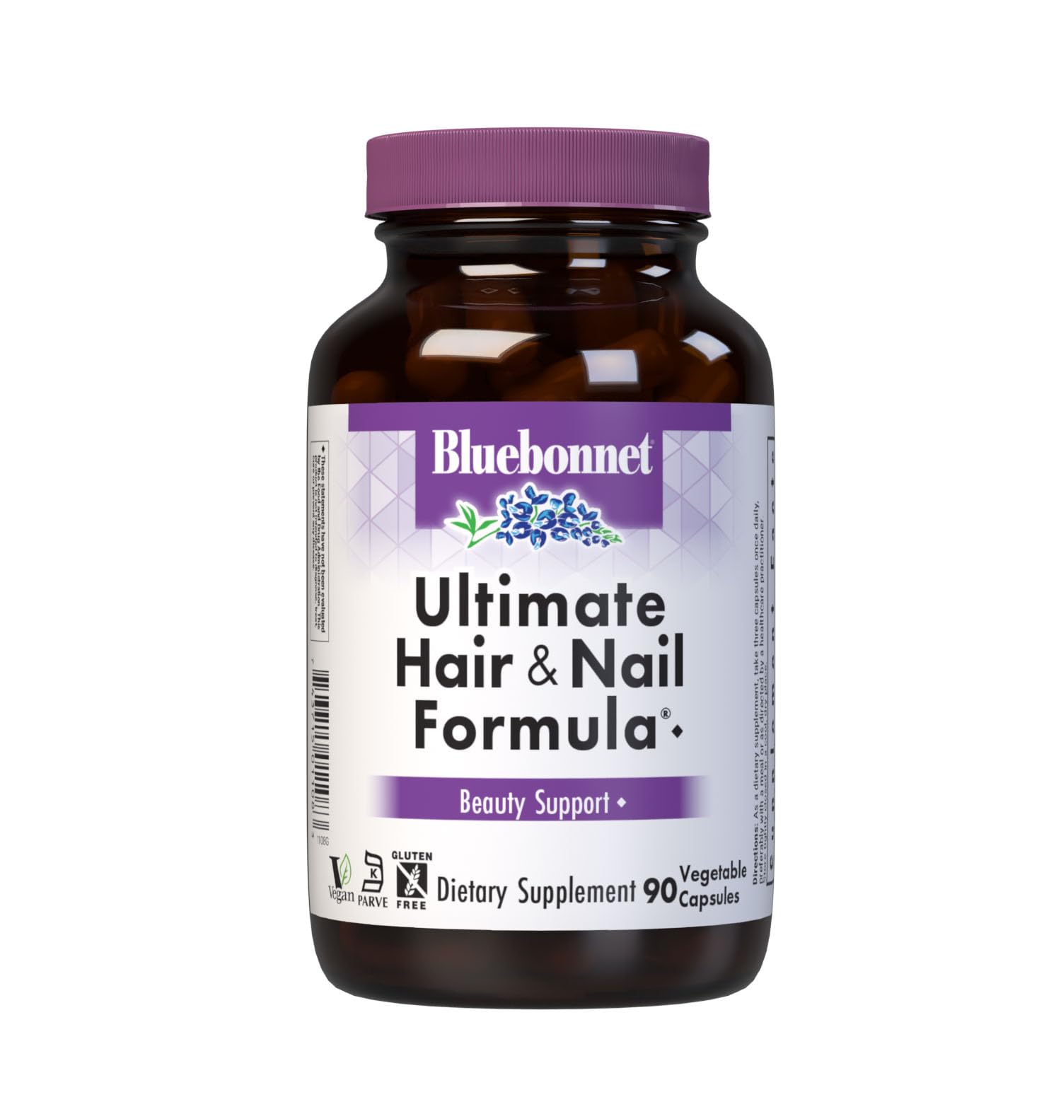 BlueBonnet Nutrition Ultimate Hair & Nail Formula – 90 Vegetable Capsules, Vegan, Gluten-Free & Kosher-Certified