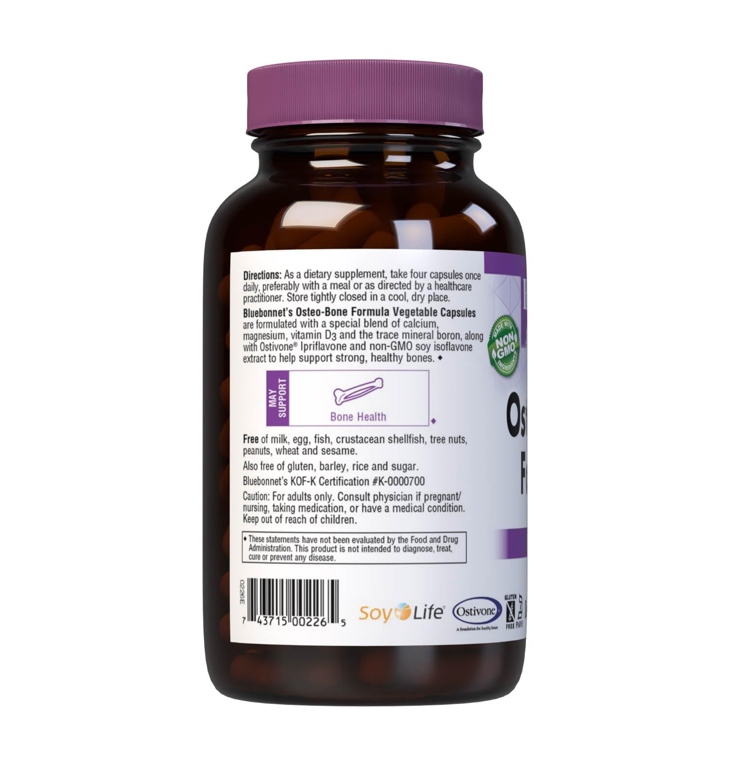 BlueBonnet Osteo-Bone Formula Vegetarian Capsules, 180 Count | Bone Health