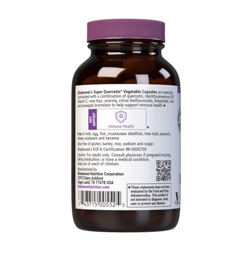 Bluebonnet Nutrition Super Quercetin + Vitamin C - Immune Support, 60 Vegetable Capsules