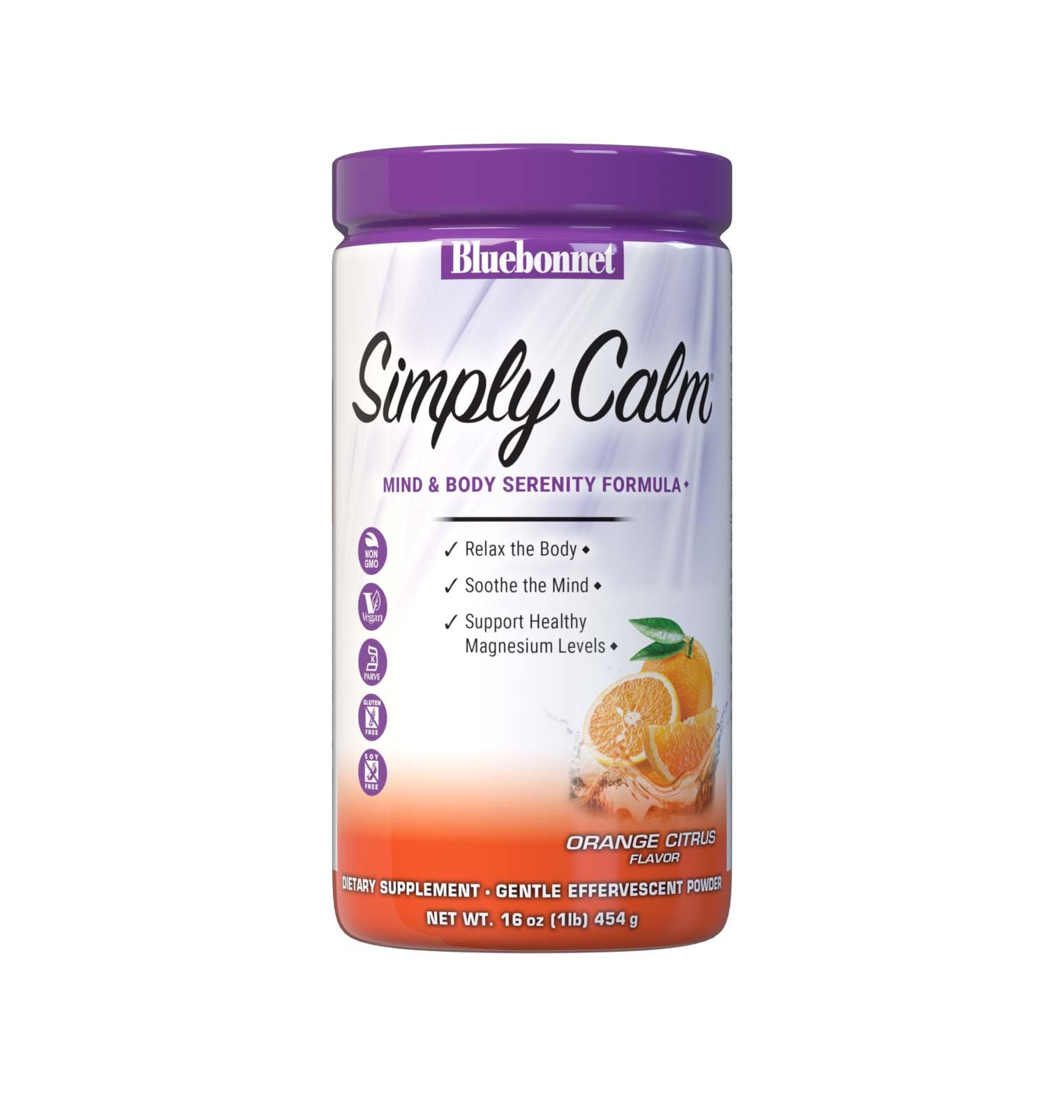 Bluebonnet Simply Calm Magnesium Powder – Calm, Sleep & Stress Support (Orange Citrus)