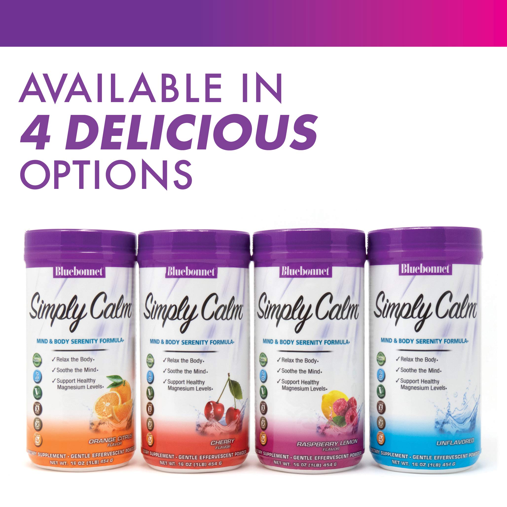 Bluebonnet Simply Calm Powder – Magnesium Blend for Calm & Stress Relief, 16 oz, 90 Servings