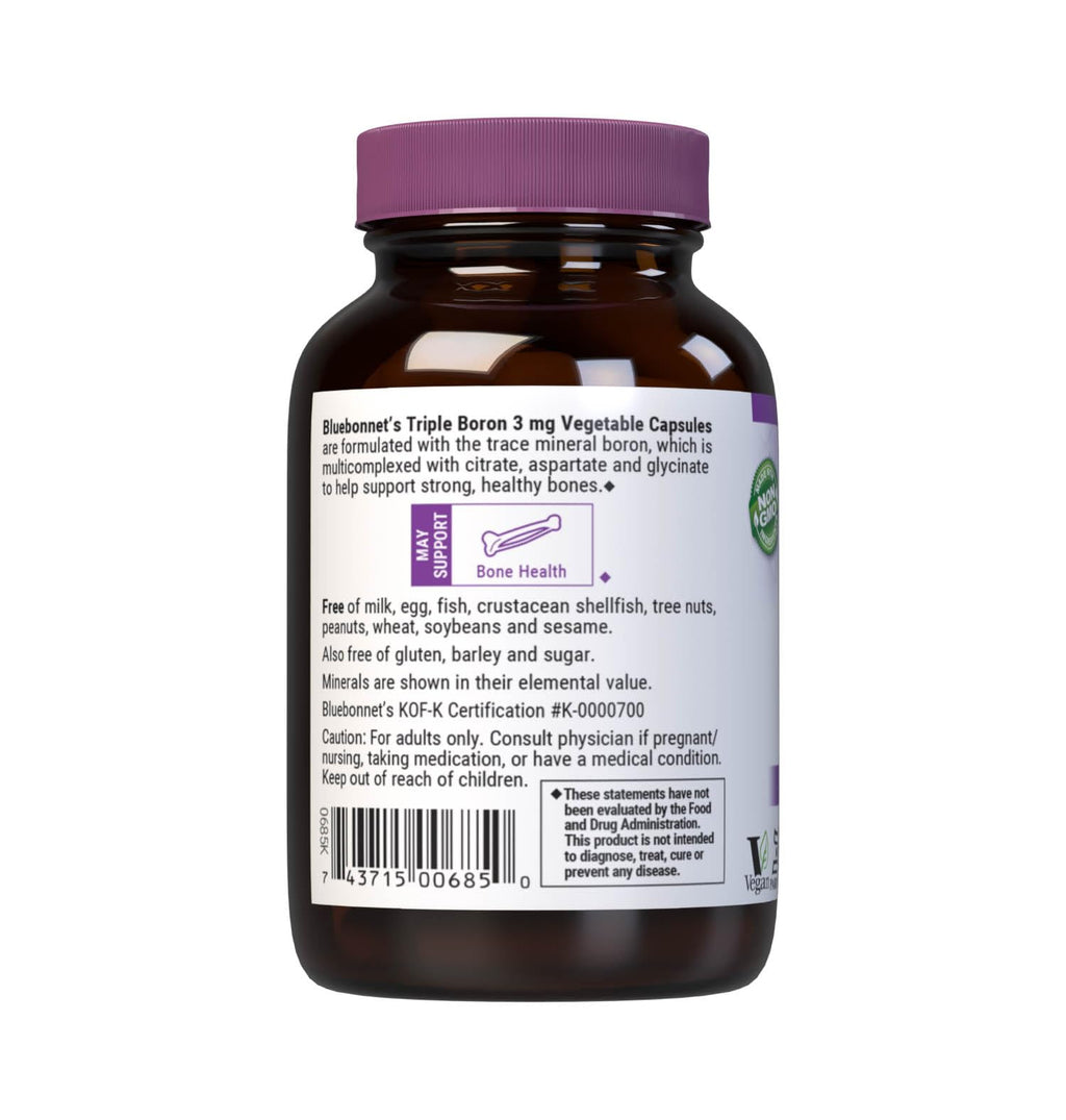 Bluebonnet Triple Boron 3 mg Bone Support – Vegan, Non-GMO (90 Veg Capsules) Pack of 2