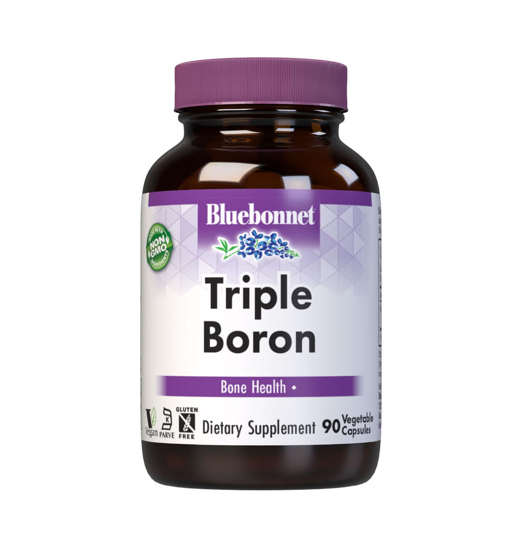 Bluebonnet Triple Boron 3 mg – Bone Health Support | Vegan, Non-GMO | 90 Vegetarian Capsules
