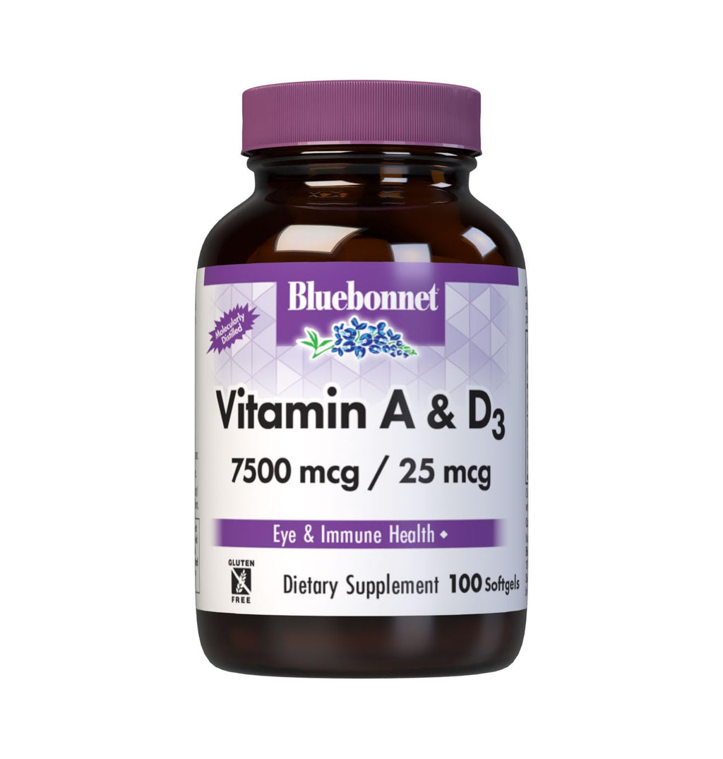 Bluebonnet Vitamin A & D3 25,000 IU/1,000 IU - Eye Health & Immune Support