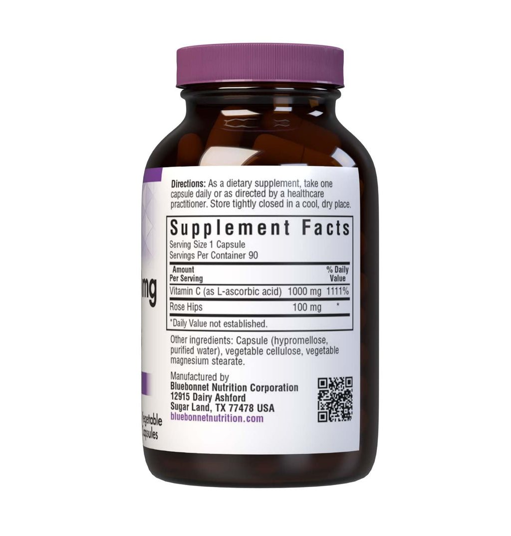 BlueBonnet Vitamin C-1000 mg + Rose Hips – Immune Support, Vegan