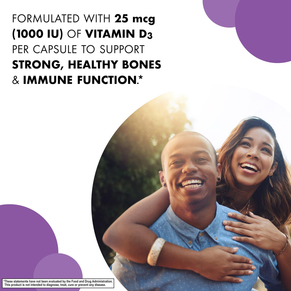 BlueBonnet Vitamin D3 1000 IU – 90 Veg Capsules | Non-GMO, Gluten Free, Kosher