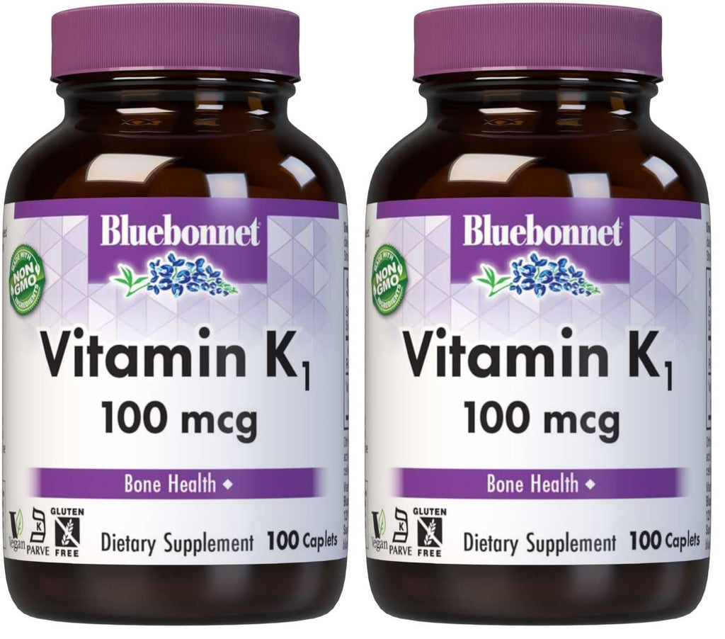 BlueBonnet Vitamin K1 100 mcg – Supports Bone Health (Pack of 2) | Vegan, Non-GMO, Kosher, Gluten-Free