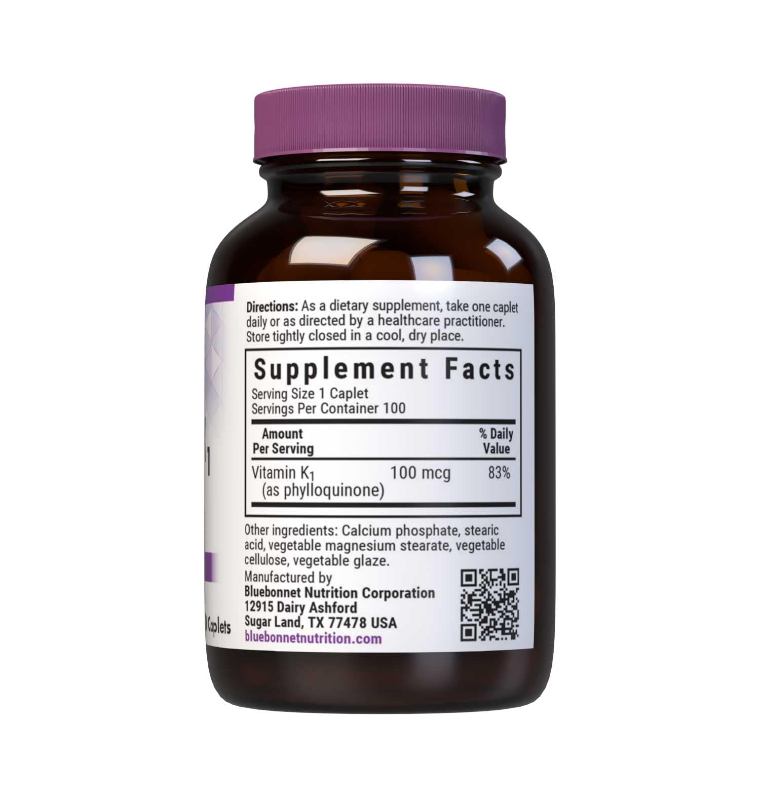 BlueBonnet Vitamin K1 100 mcg – Supports Bone Health (Pack of 2) | Vegan, Non-GMO, Kosher, Gluten-Free