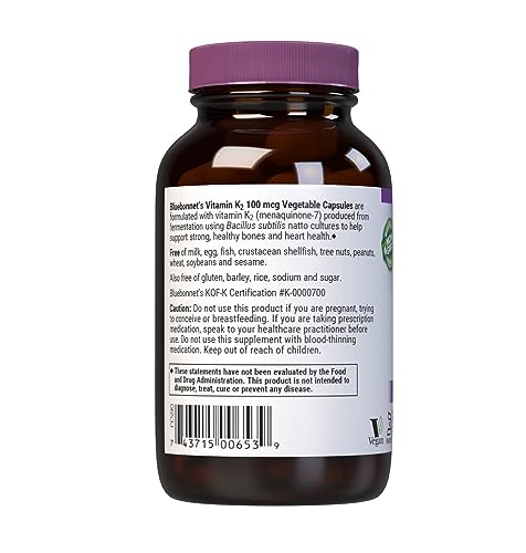 Bluebonnet Vitamin K2 MK-7 100 mcg – Vegan, Gluten-Free, Non-GMO