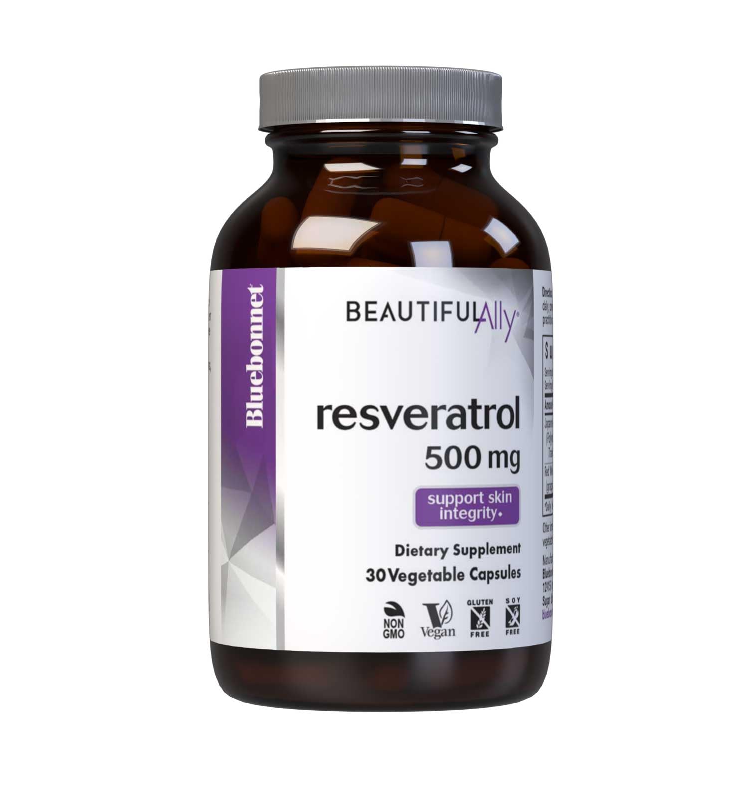 Bluebonnet Beautiful Ally Resveratrol 500 mg – Skin Integrity Support, Vegan, Non-GMO