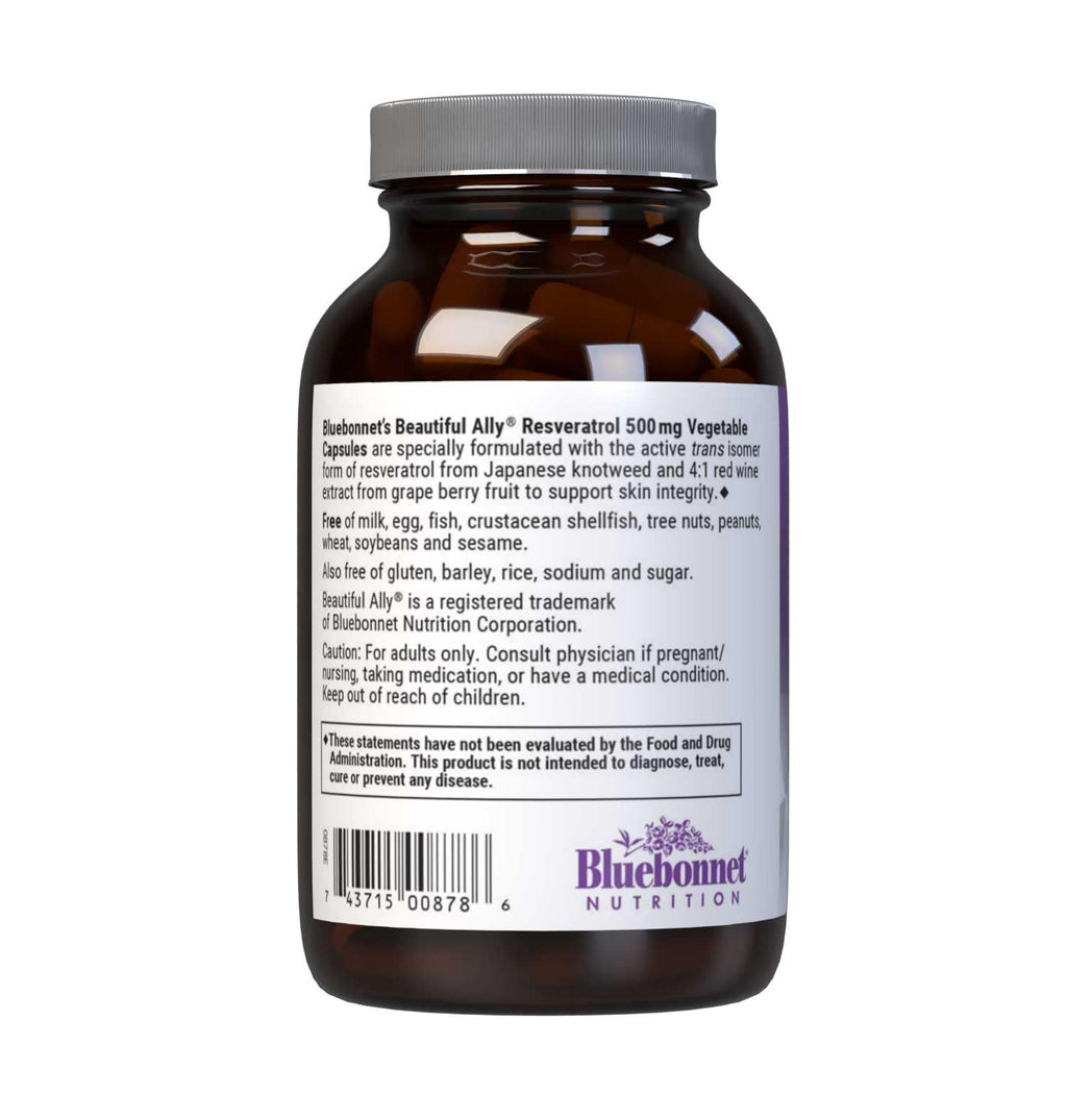 Bluebonnet Beautiful Ally Resveratrol 500 mg – Skin Integrity Support, Vegan, Non-GMO