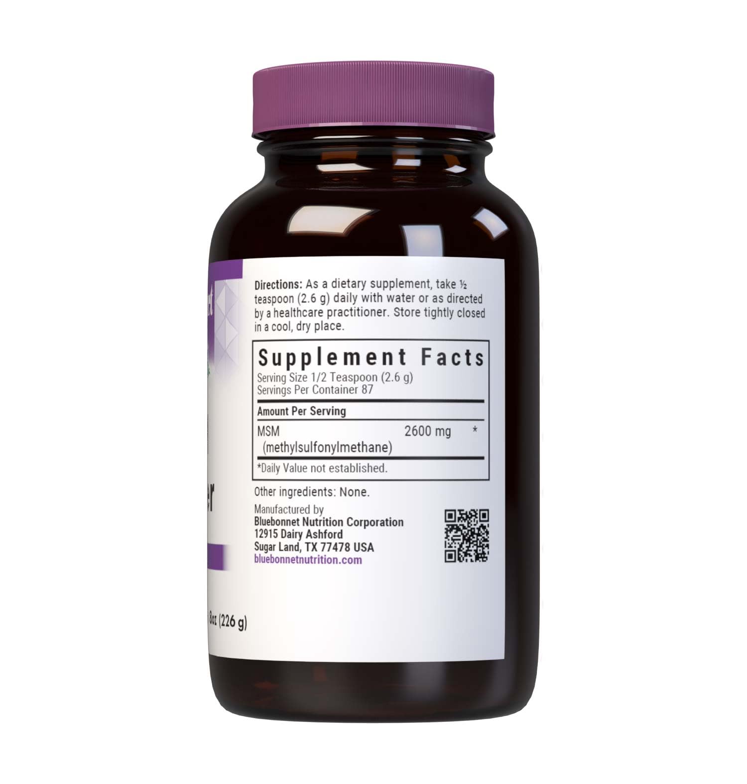 BlueBonnet MSM Powder, 8 oz – 2600 mg OptiMSM for Joint Support