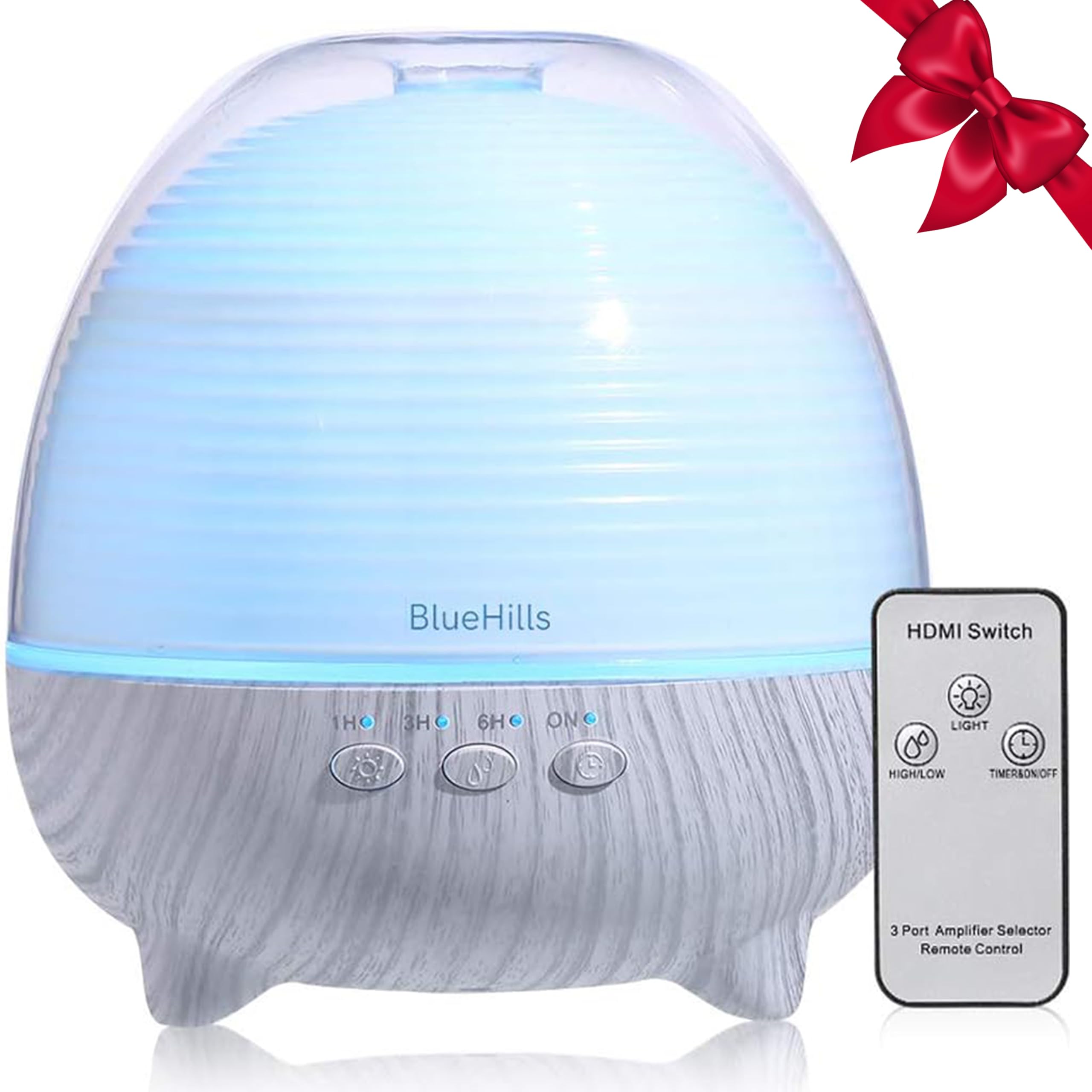 BlueHills Premium Essential Oil Diffuser with Remote — 600ml White Wood Grain for Large Rooms | Humidifier & Aromatherapy